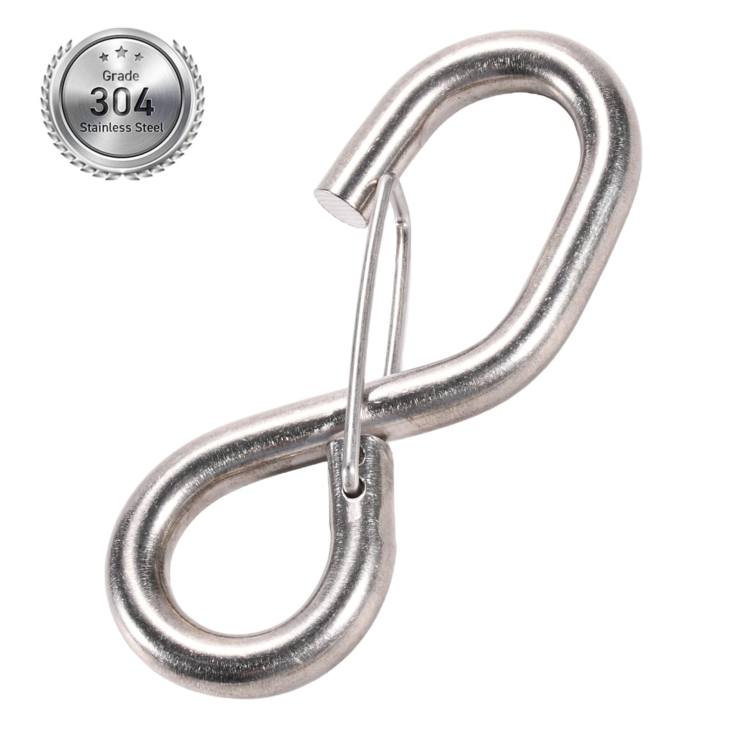 25mm 304 Stainless Steel S-Hook with Latch - 800kg Breaking Strength