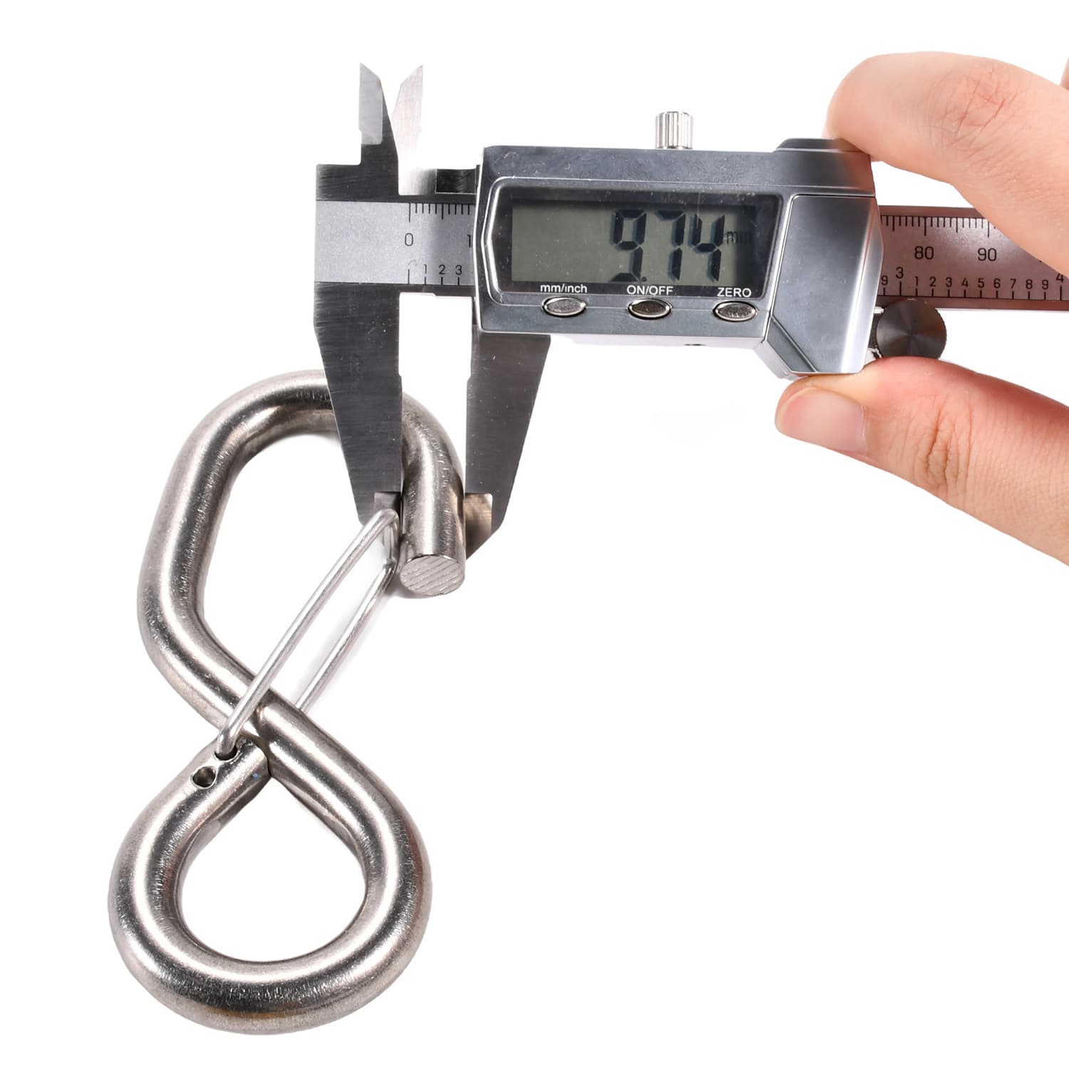 25mm 304 Stainless Steel S-Hook with Latch - 800kg Breaking Strength