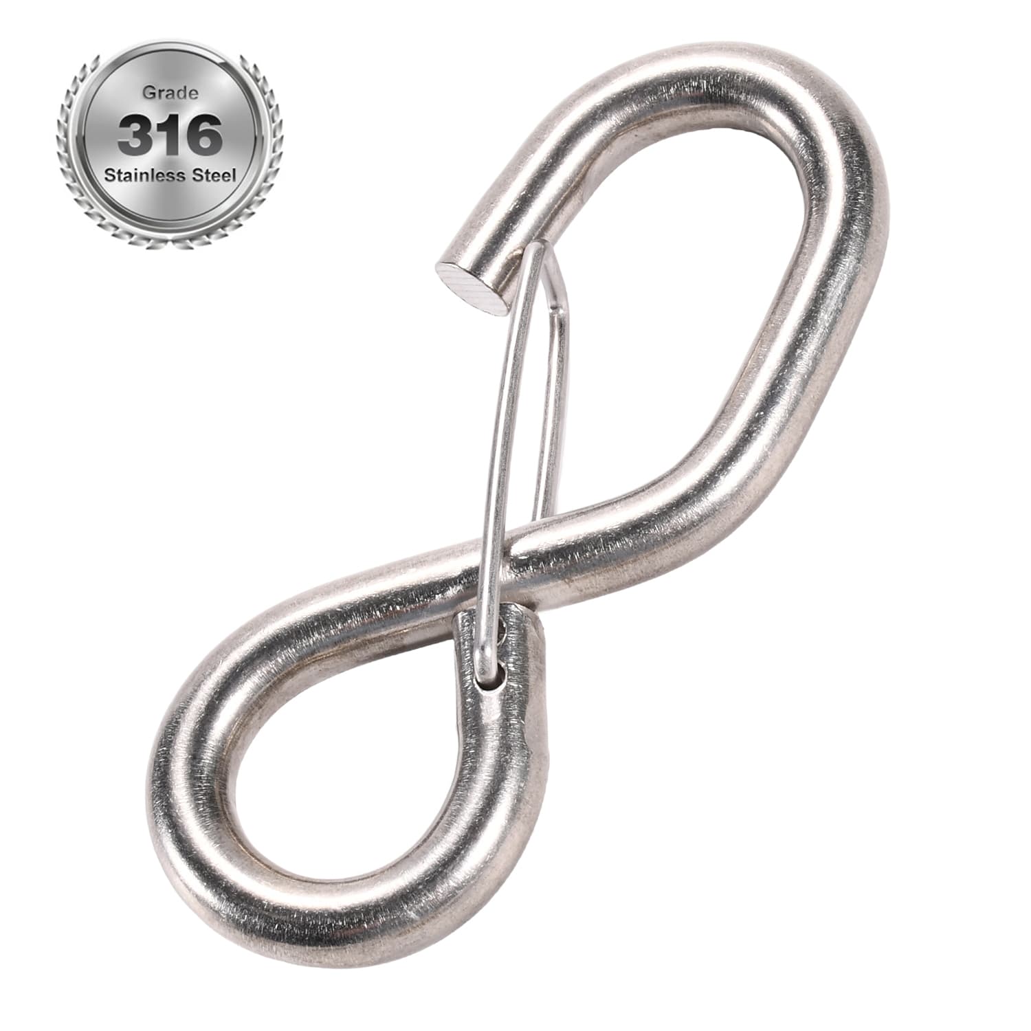 Crochet S de 25 mm en Acier Inoxydable 316 avec Linguet - 800 kg de Rupture