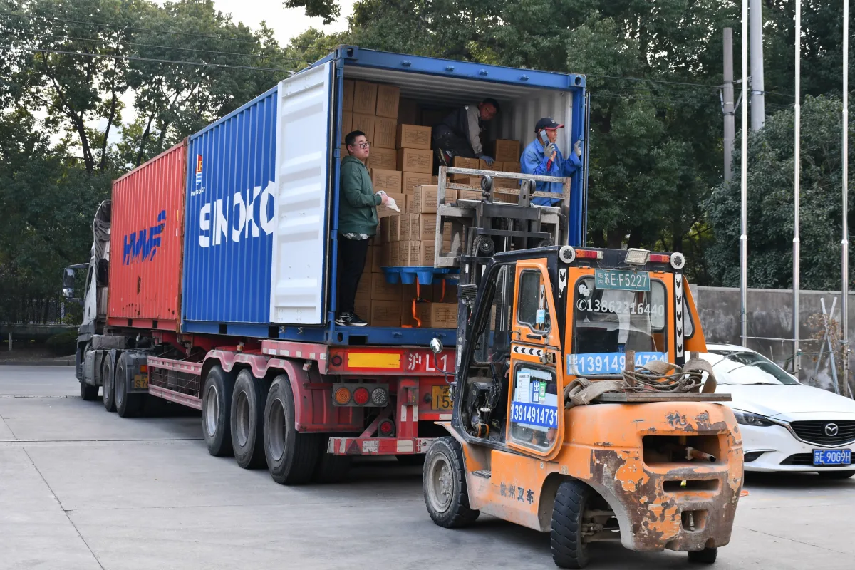 Fast delivery truck speeding on a highway