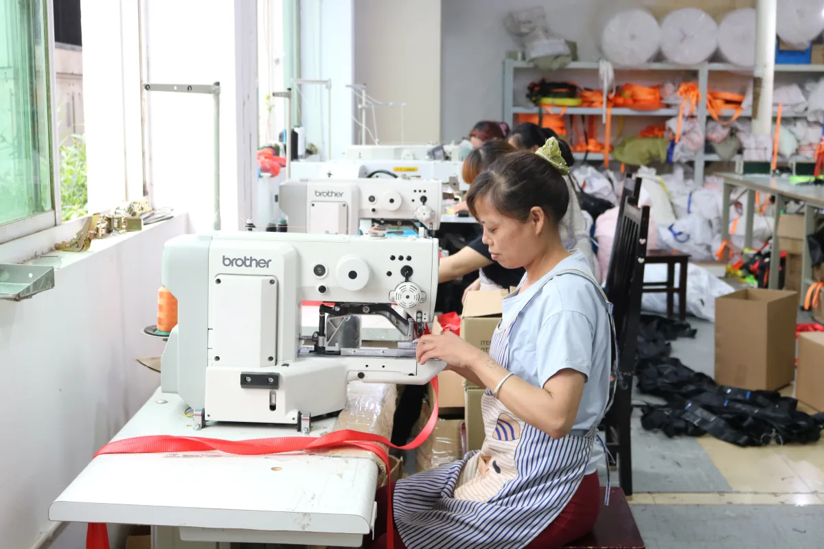 Factory production line for tie-down straps