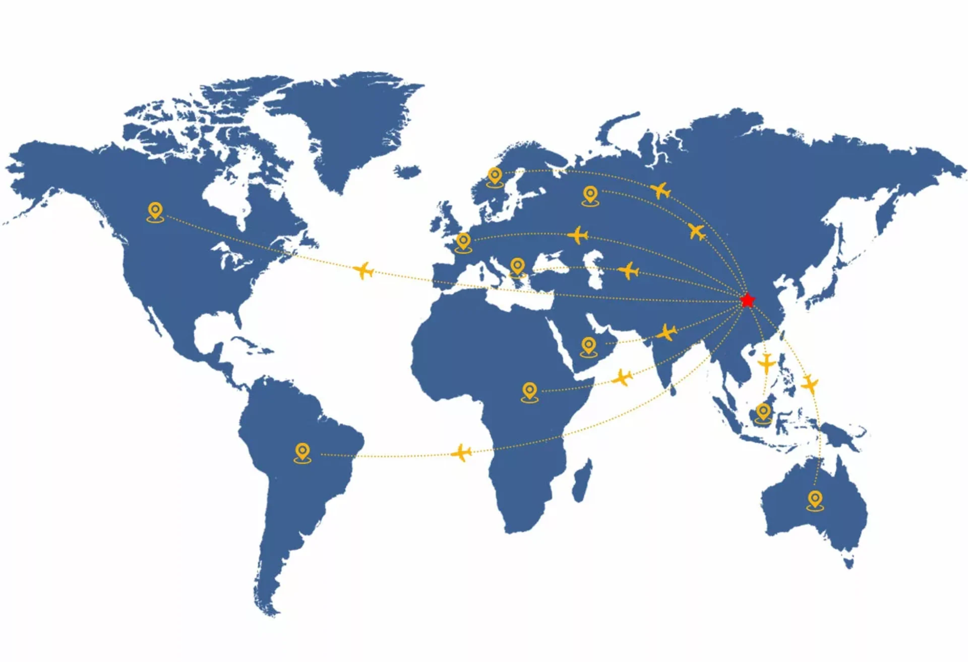 Map illustrating global reach of Xiangle products