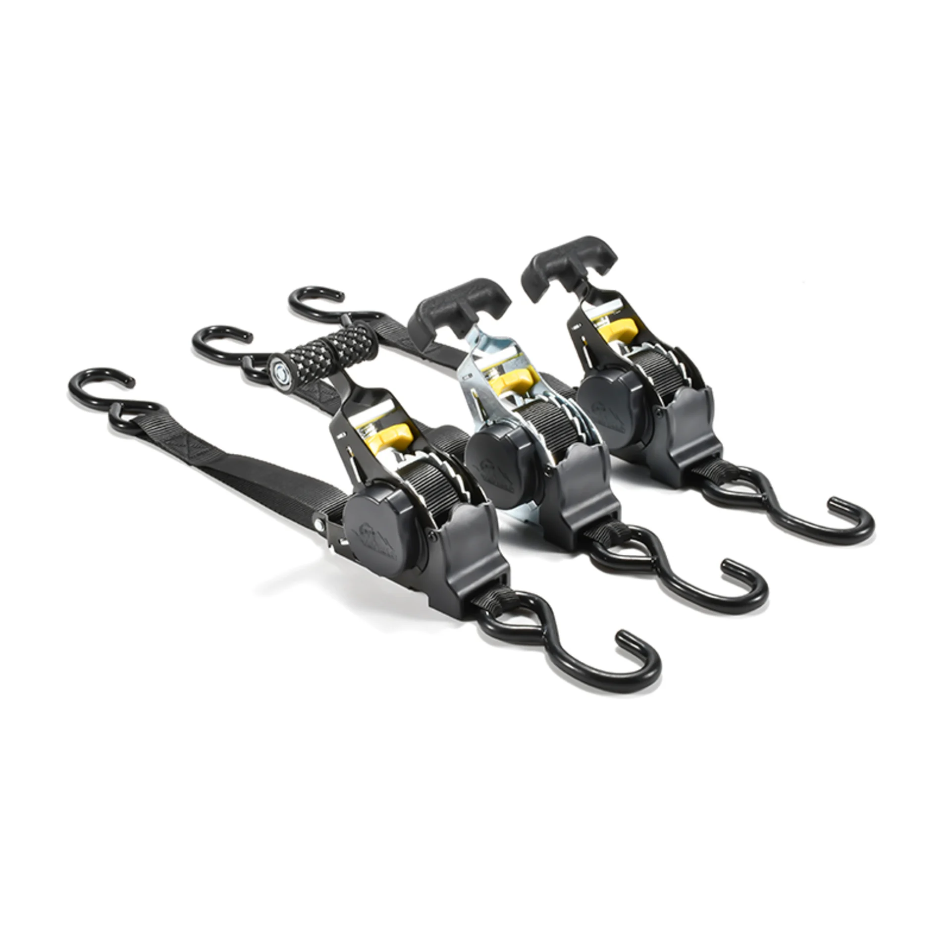 25mm x 3m Automatik Spanngurt, S-Haken, Schwarz - 680kg MBS