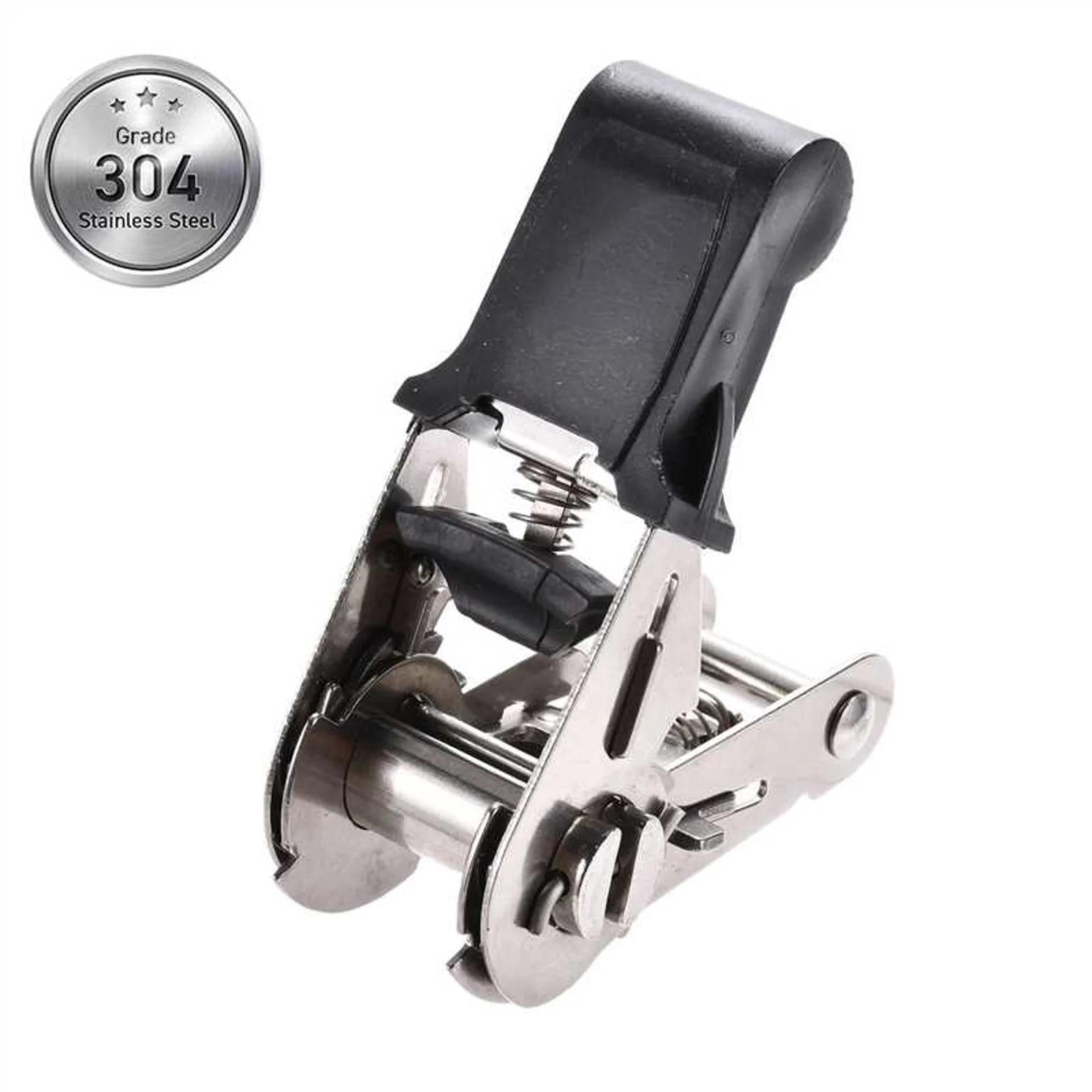 25mm Rubber Handle 304 Stainless Steel Ratchet Buckle - 800kg MBS