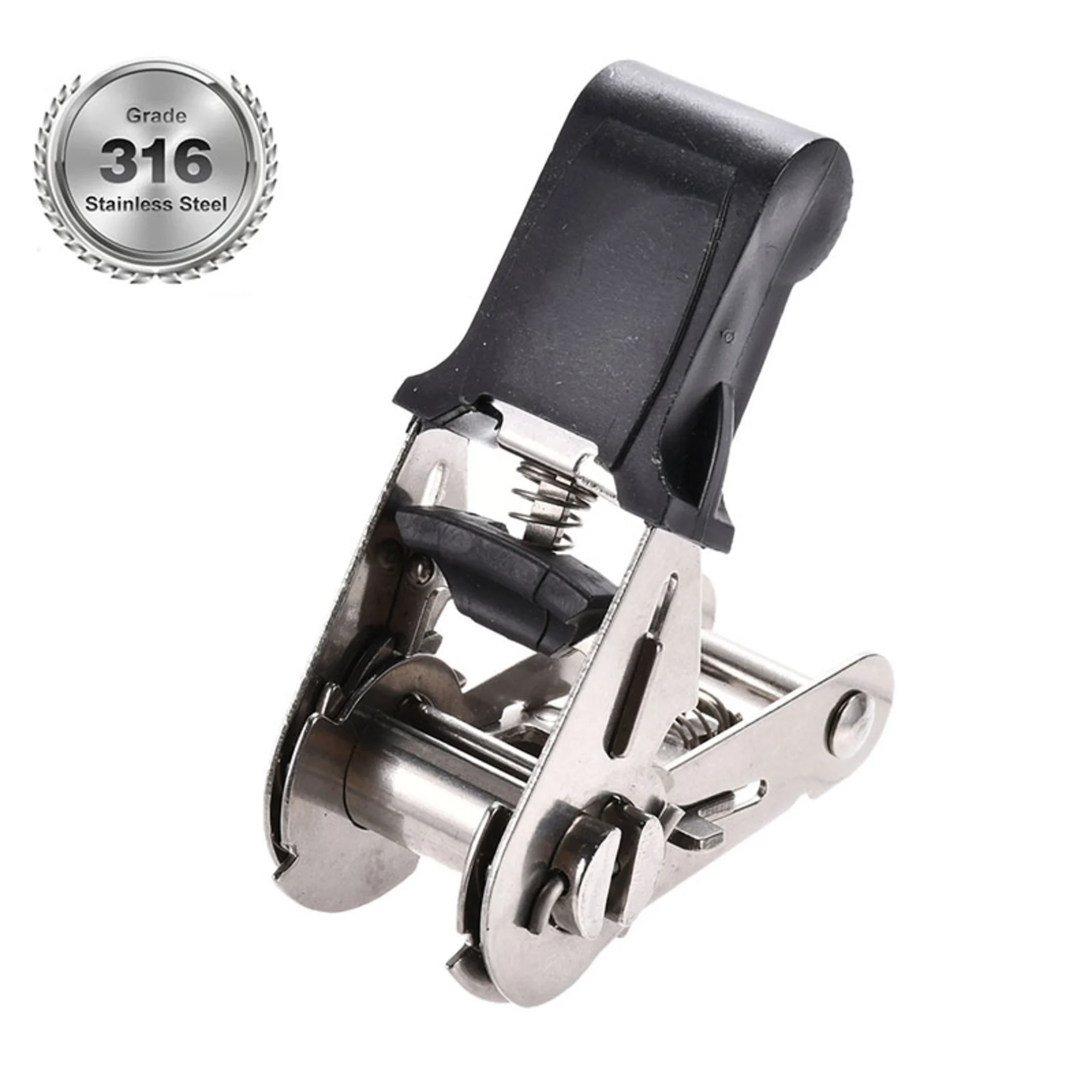 25mm Rubber Handle 316 Stainless Steel Ratchet Buckle - 800kg MBS