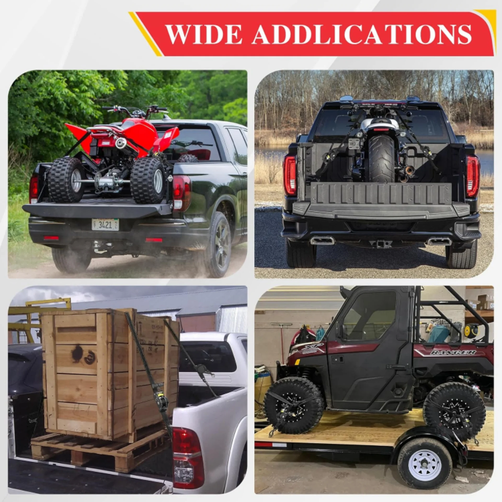 25mm x 3m Automatik Spanngurt, S-Haken, Schwarz - 680kg MBS