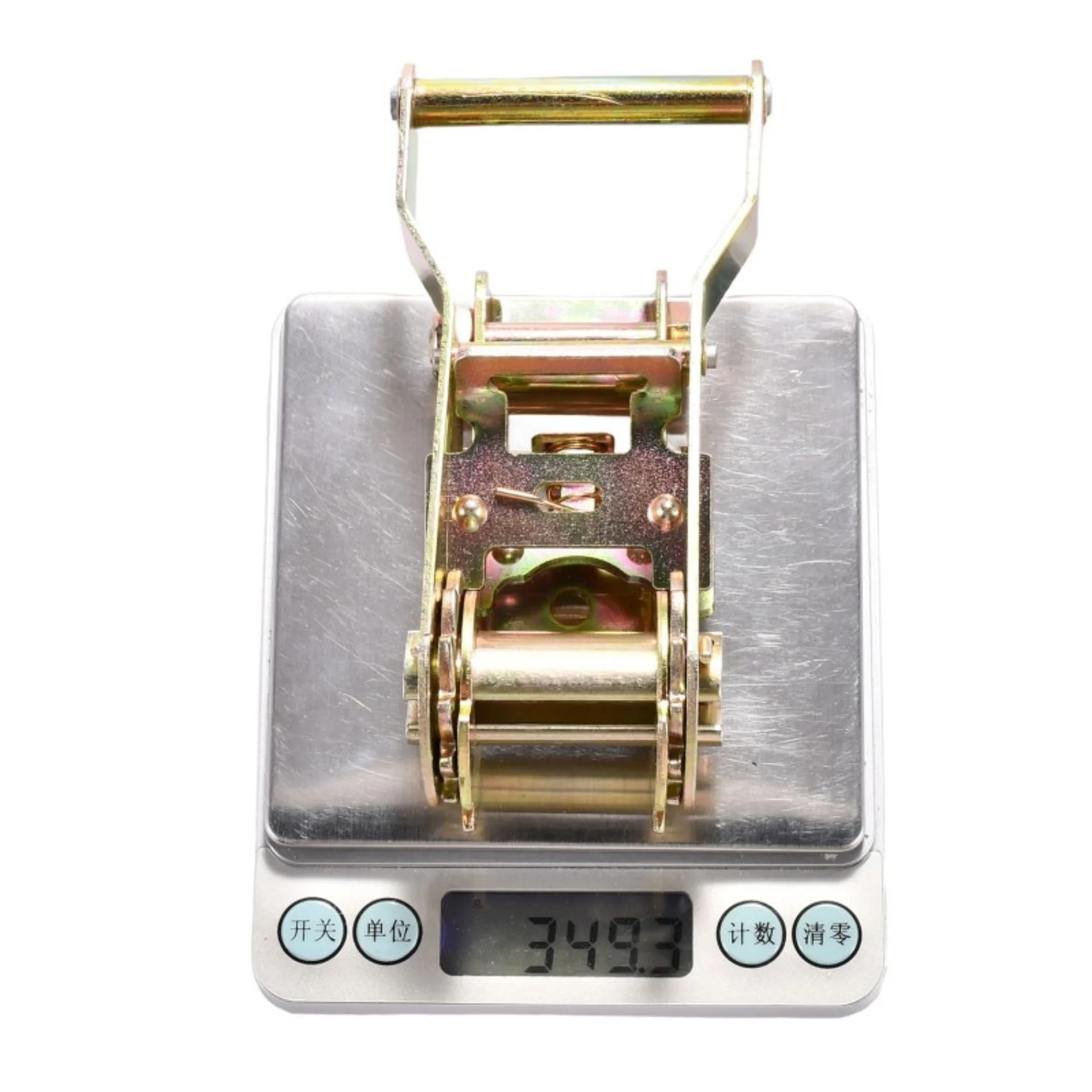 Trinquete de 27mm con mango corto y ancho, galvanizado amarillo - 1500 kg Resistencia