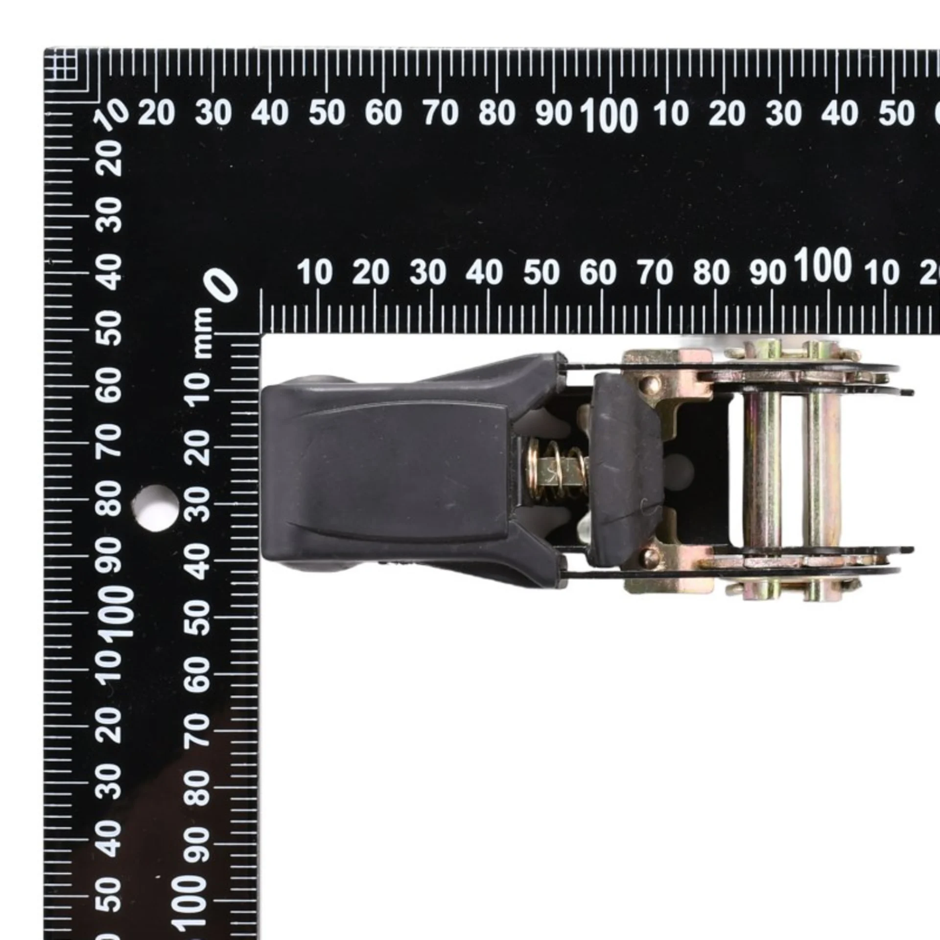 1" Rubber Coated Handle Black Plated Ratchet Buckle - 1760 lbs. BS