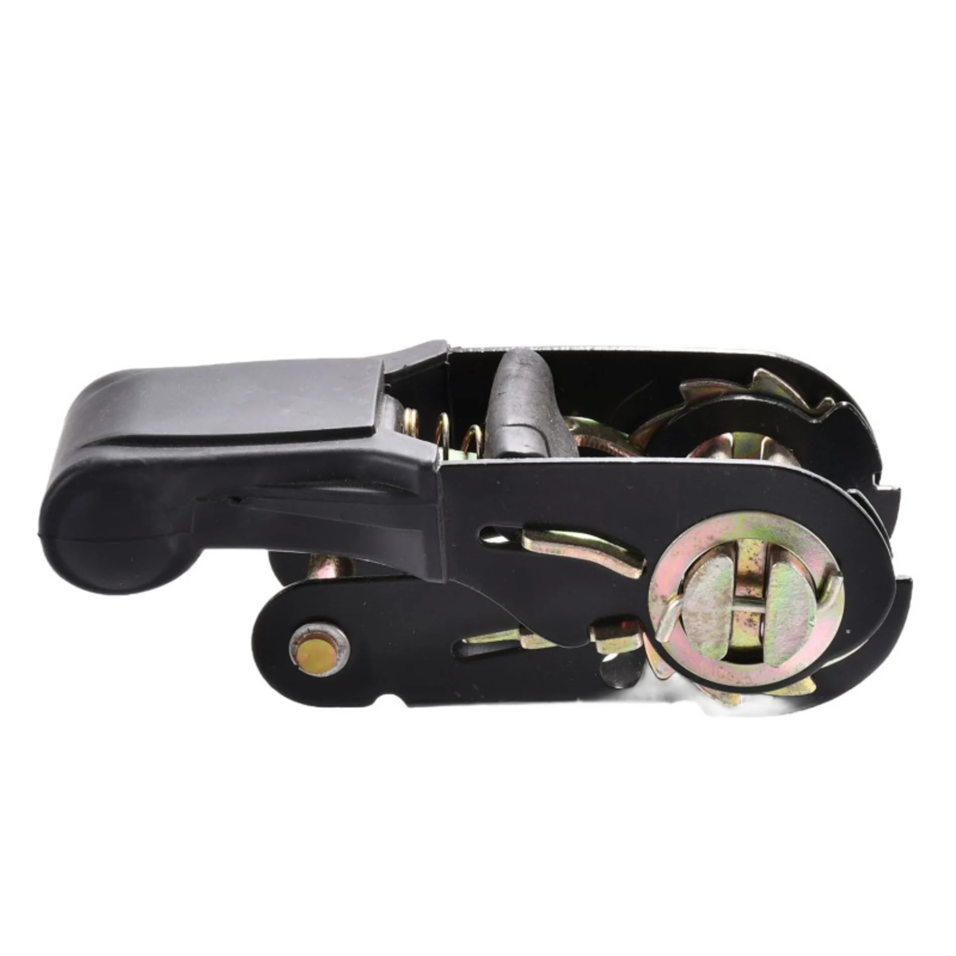 1" Rubber Coated Handle Black Plated Ratchet Buckle - 1760 lbs. BS