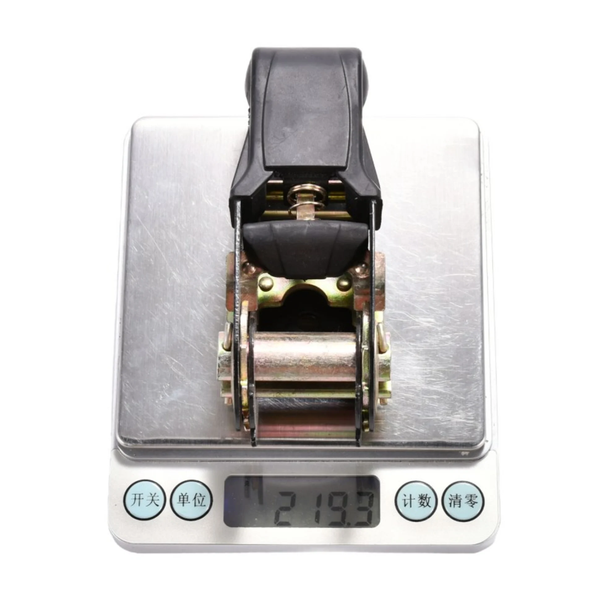 1" Rubber Coated Handle Black Plated Ratchet Buckle - 1760 lbs. BS