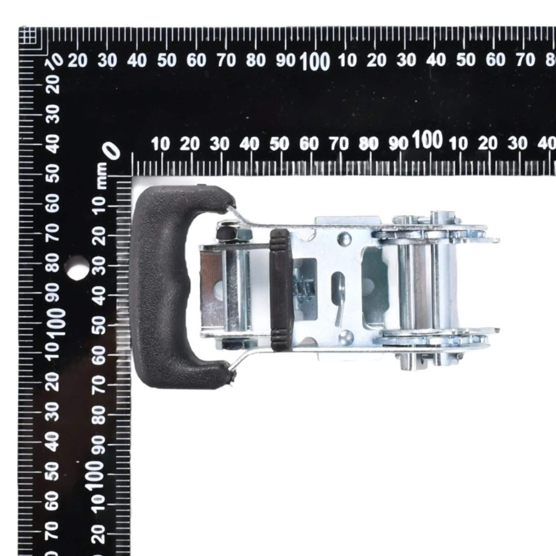 1-1/16" White Zinc Painted Rubber Handle Ratchet Buckle - 3306 lbs. BS