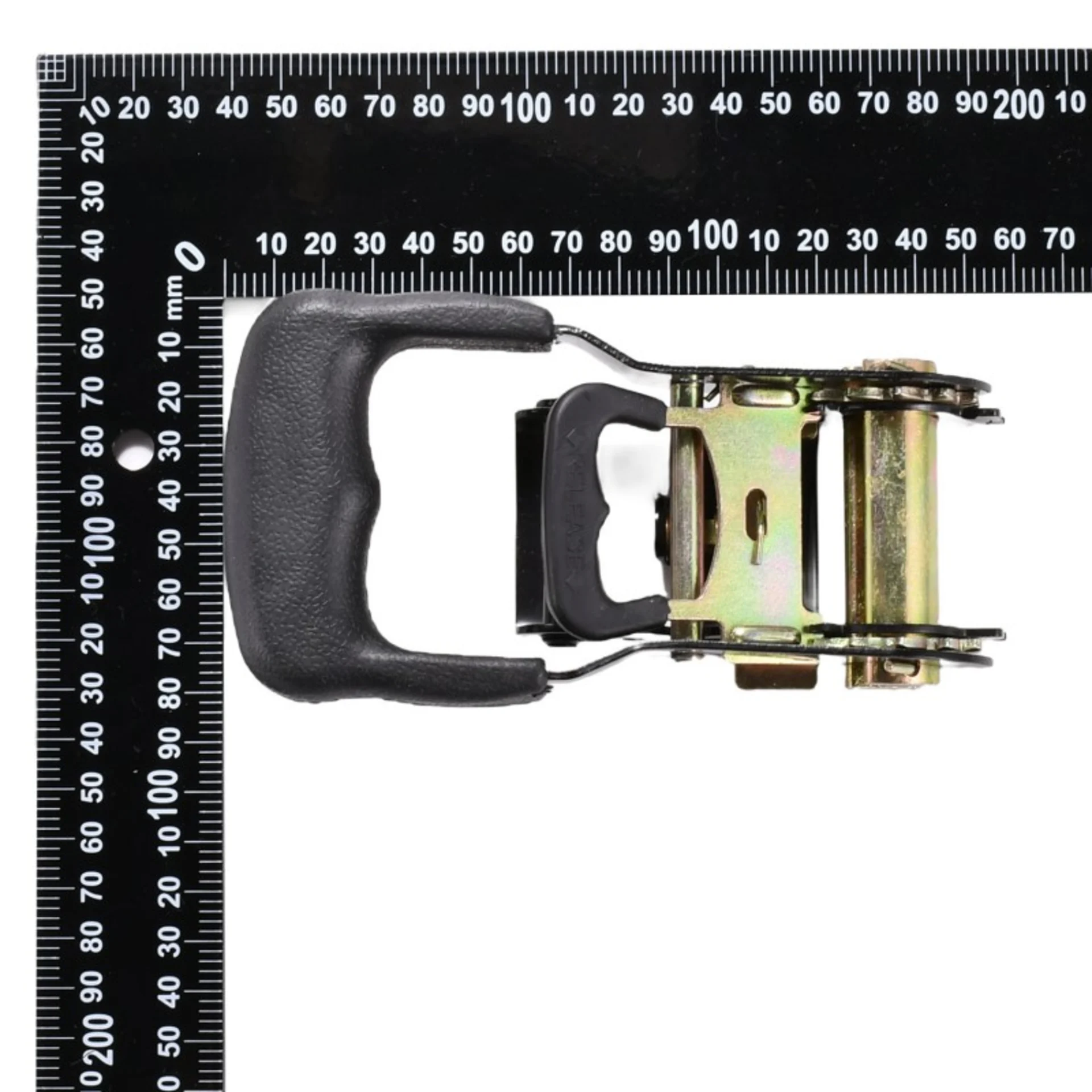 Trinquete de 38mm con mango de goma, acabado negro - 2000 kg Resistencia