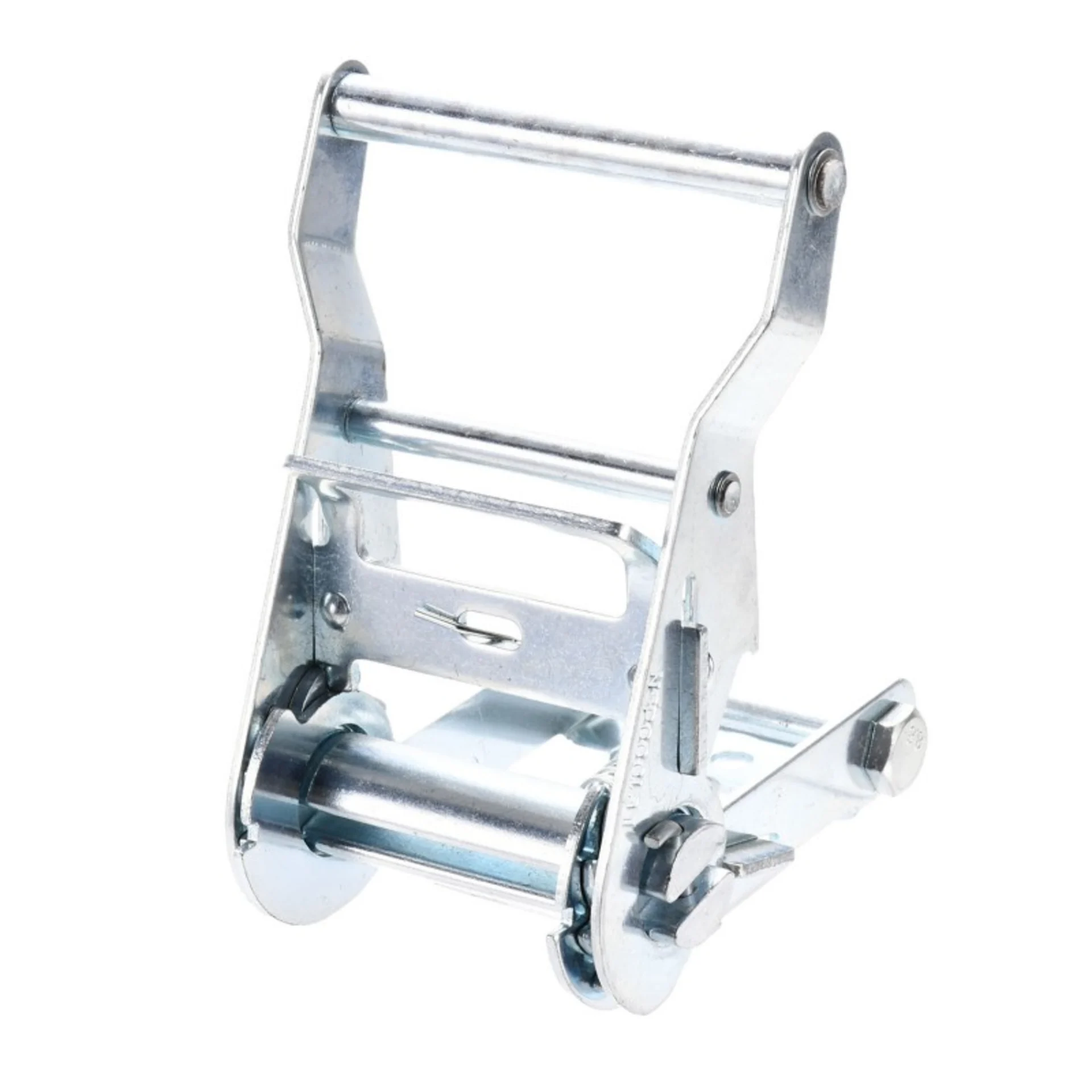 50mm Short Wide Handle White Zinc Plated Ratchet Buckle - 2000kg BS