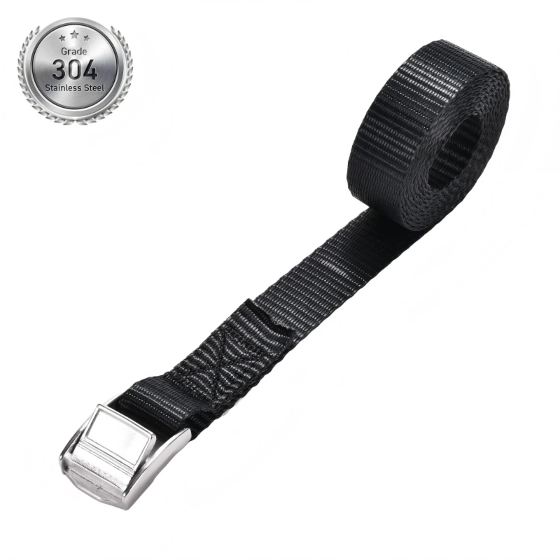 25mm 304 Stainless Steel Cam Buckle Tie Down Strap - 350kg LC