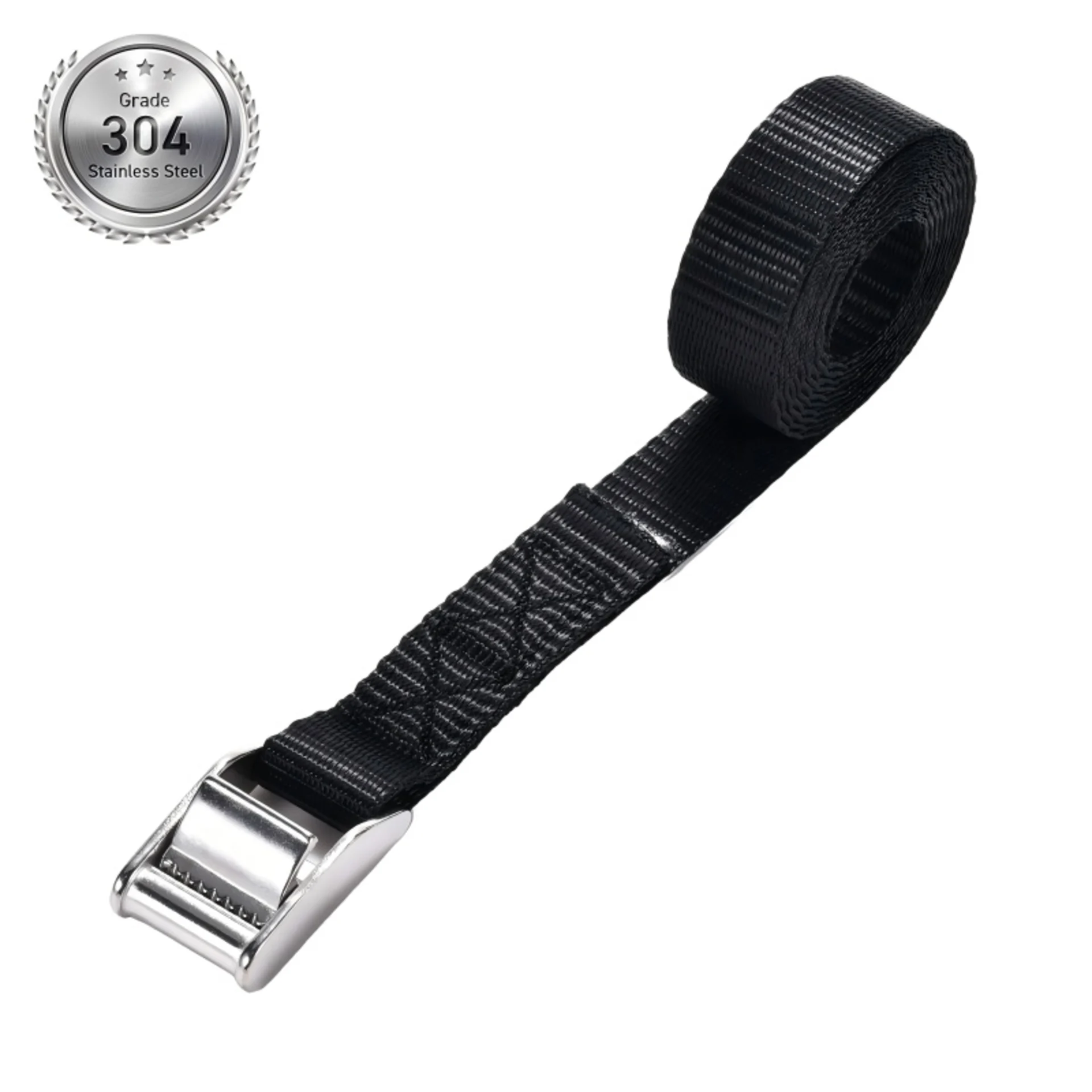 25mm 304 Stainless Steel Cam Buckle Tie Down Strap - 450kg LC