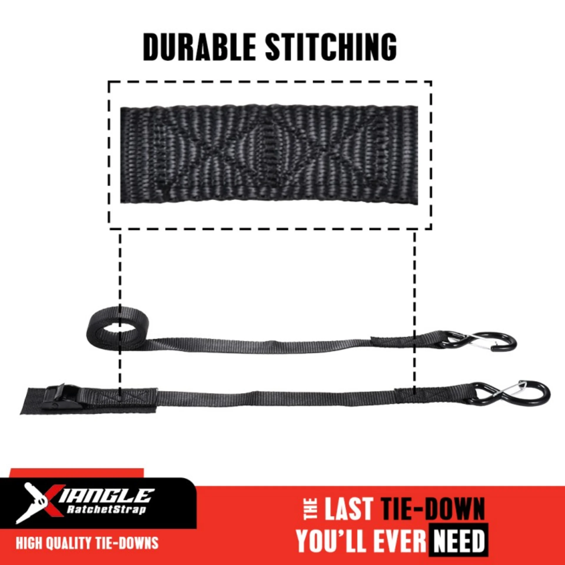 Cinta Acolchada con Hebilla de Leva y Gancho S con Seguro, 25mm - 500kg