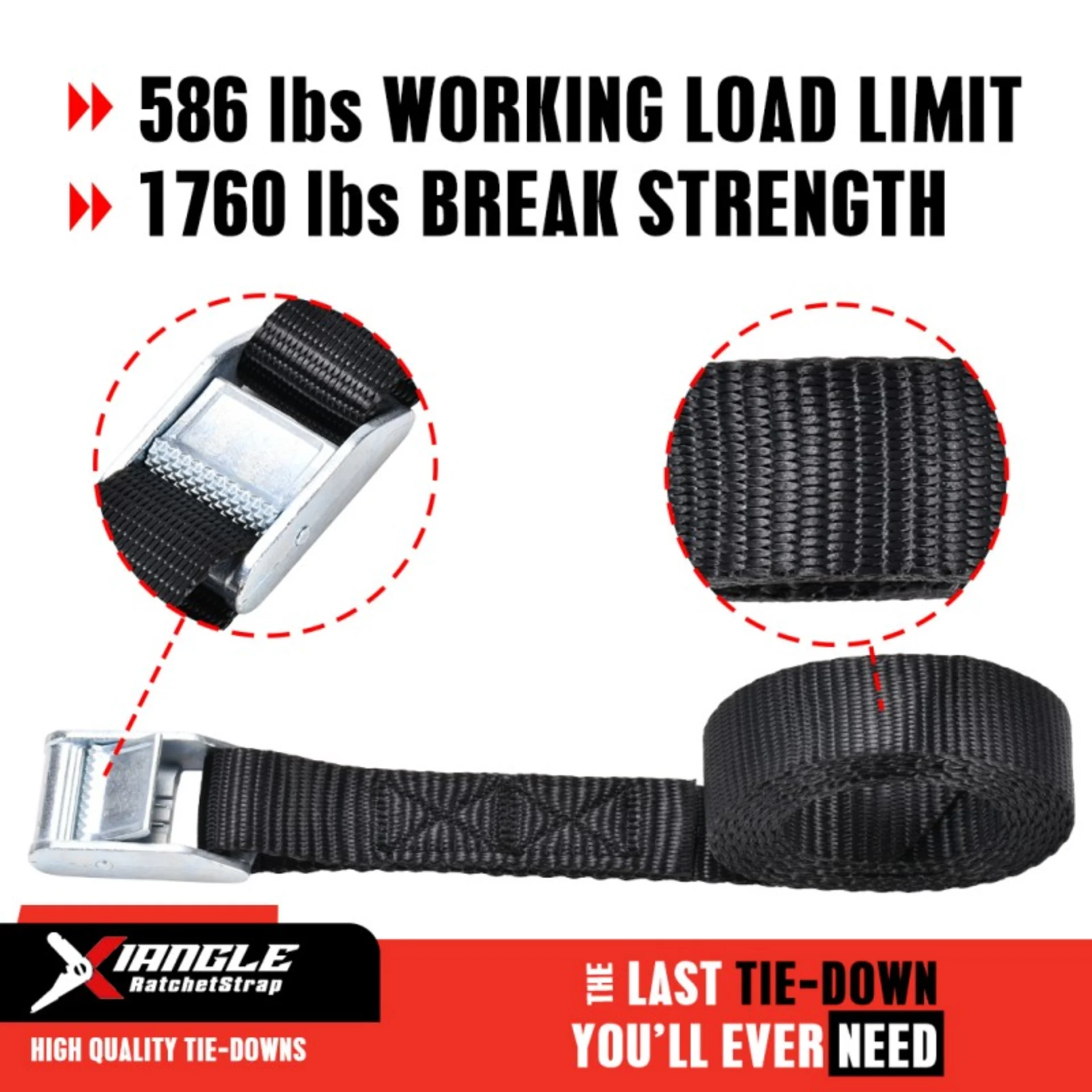 1" Dual-Spring Heavy Duty Cam Buckle Endless Tie Down Strap