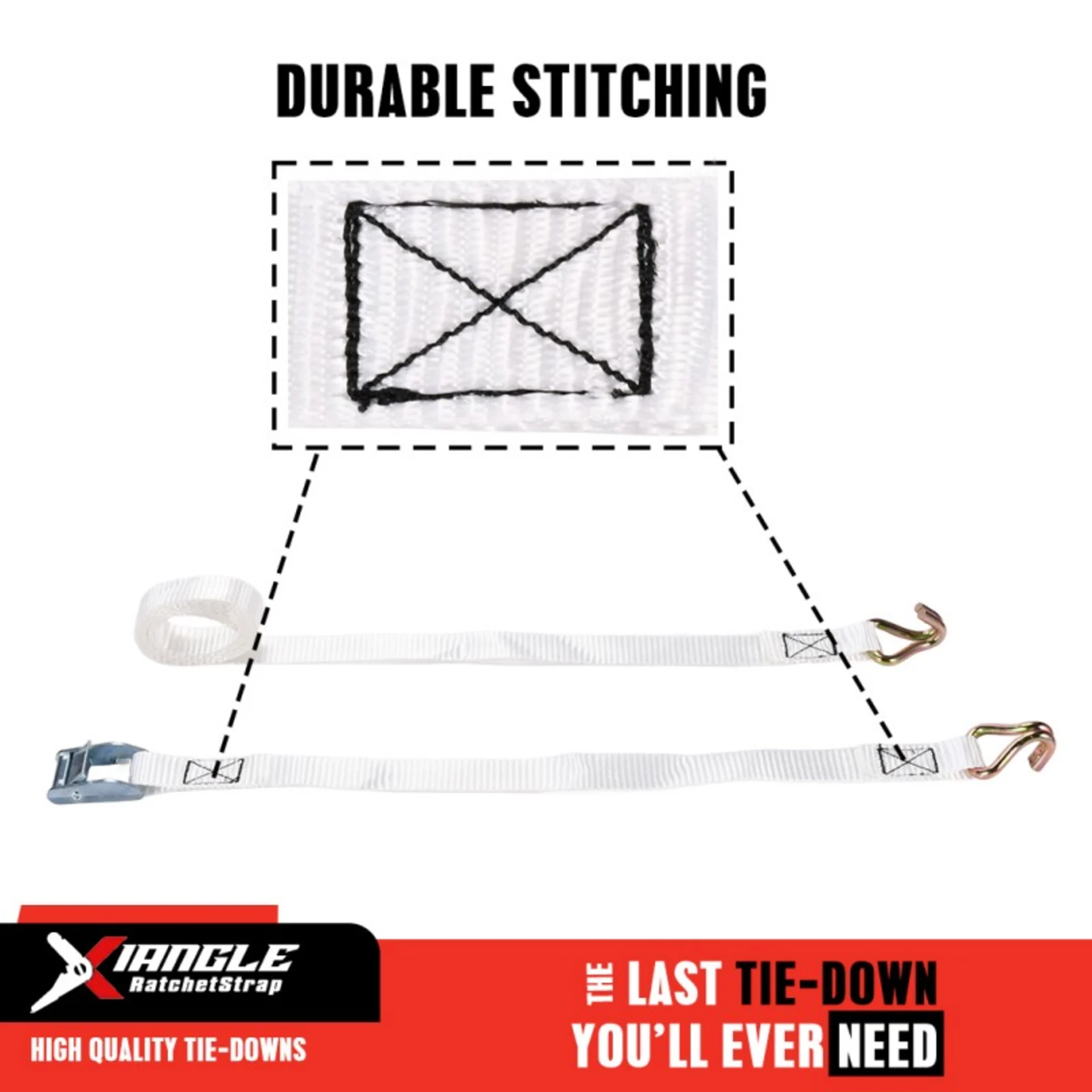 25mm White Zinc Cam Buckle Strap with Double J-Hook - 350kg BS