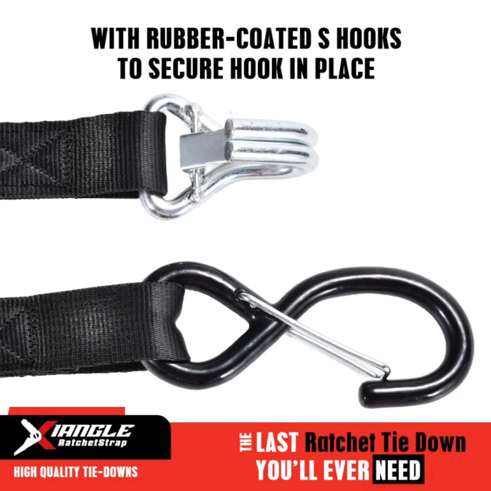 1" White Zinc Cam Buckle Strap with Locking Double J-Hook - 1102 lbs. BS