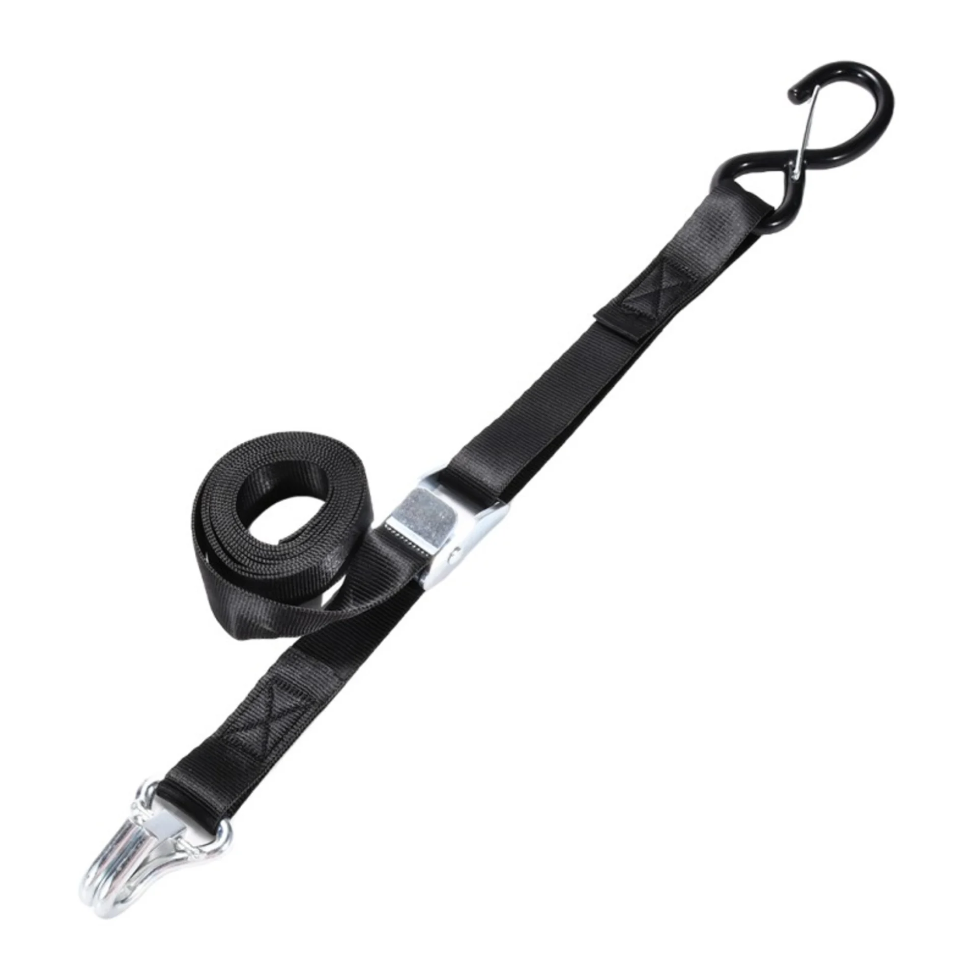 25mm White Zinc Cam Buckle Strap with Locking Double J-Hook - 500kg BS