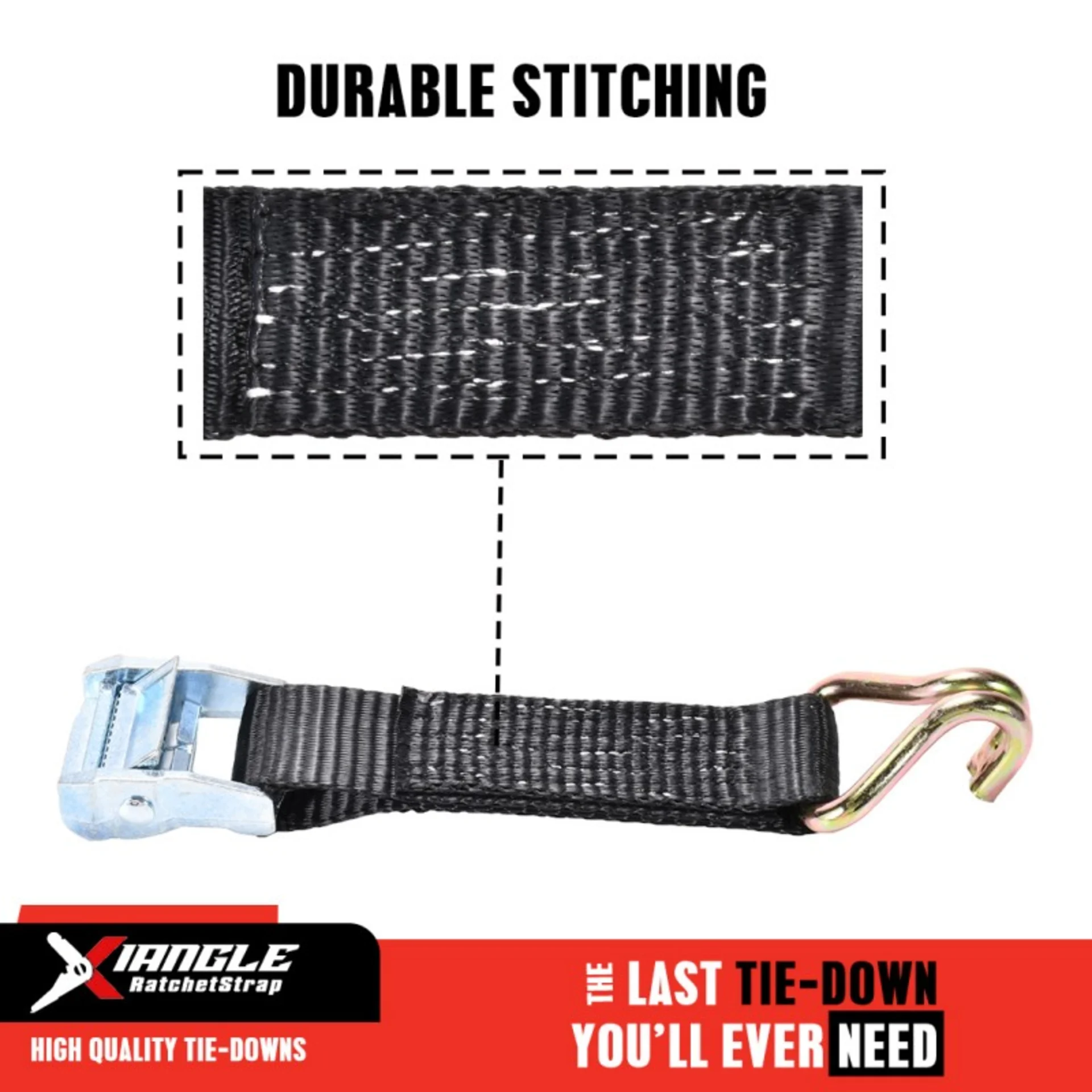 Cinta con Hebilla de Leva y Gancho Doble J, 38mm - 900kg