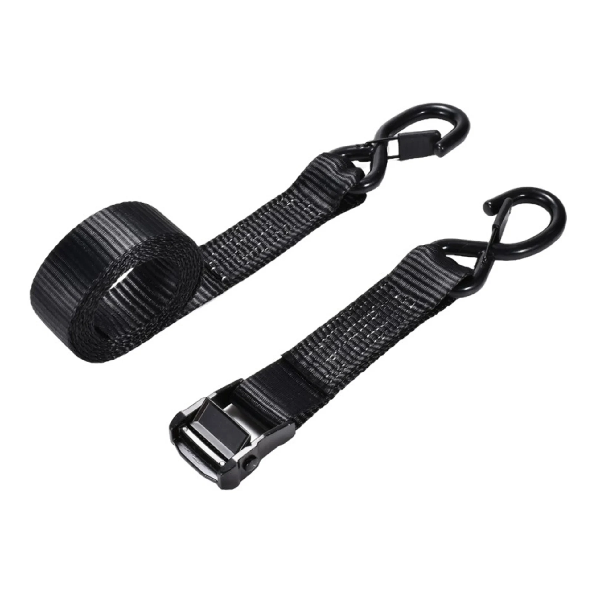 1.5" White Zinc Cam Buckle Strap with Spring Loaded S-Hook - 1984 lbs. BS