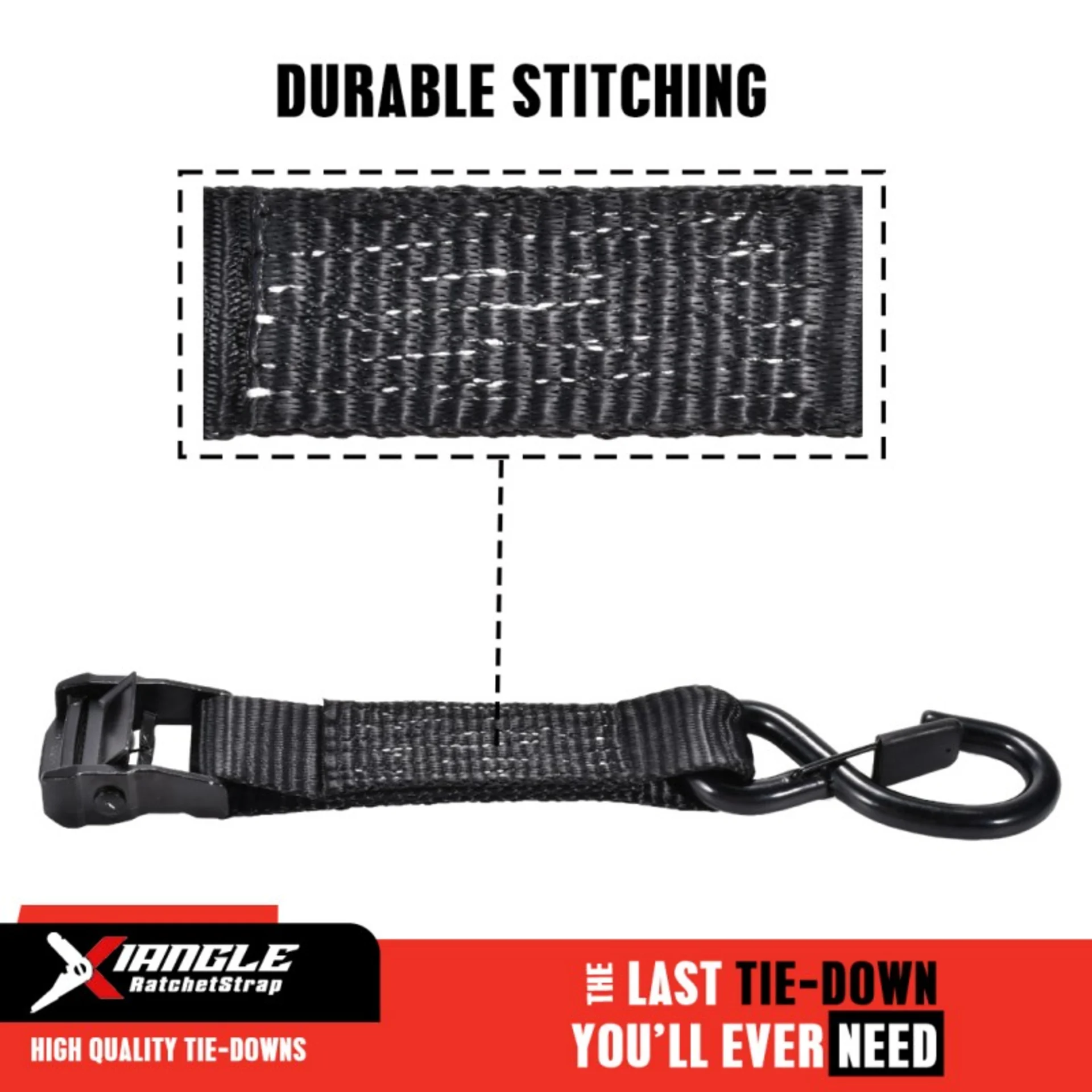 1.5" White Zinc Cam Buckle Strap with Spring Loaded S-Hook - 1984 lbs. BS