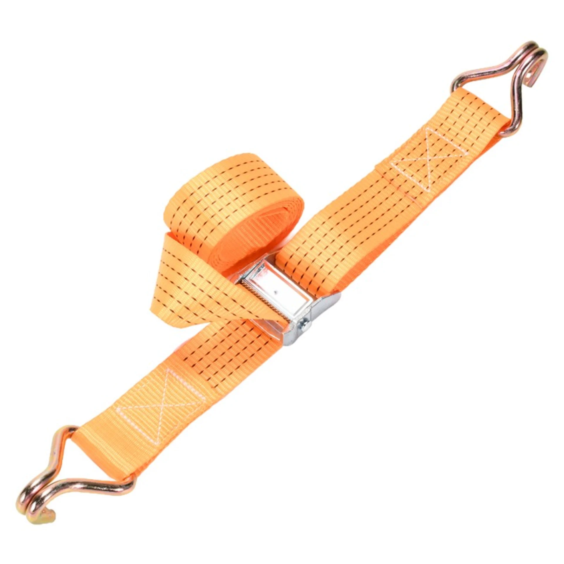 2" White Zinc Buckle Strap with Double J-Hook - 1322 lbs. BS