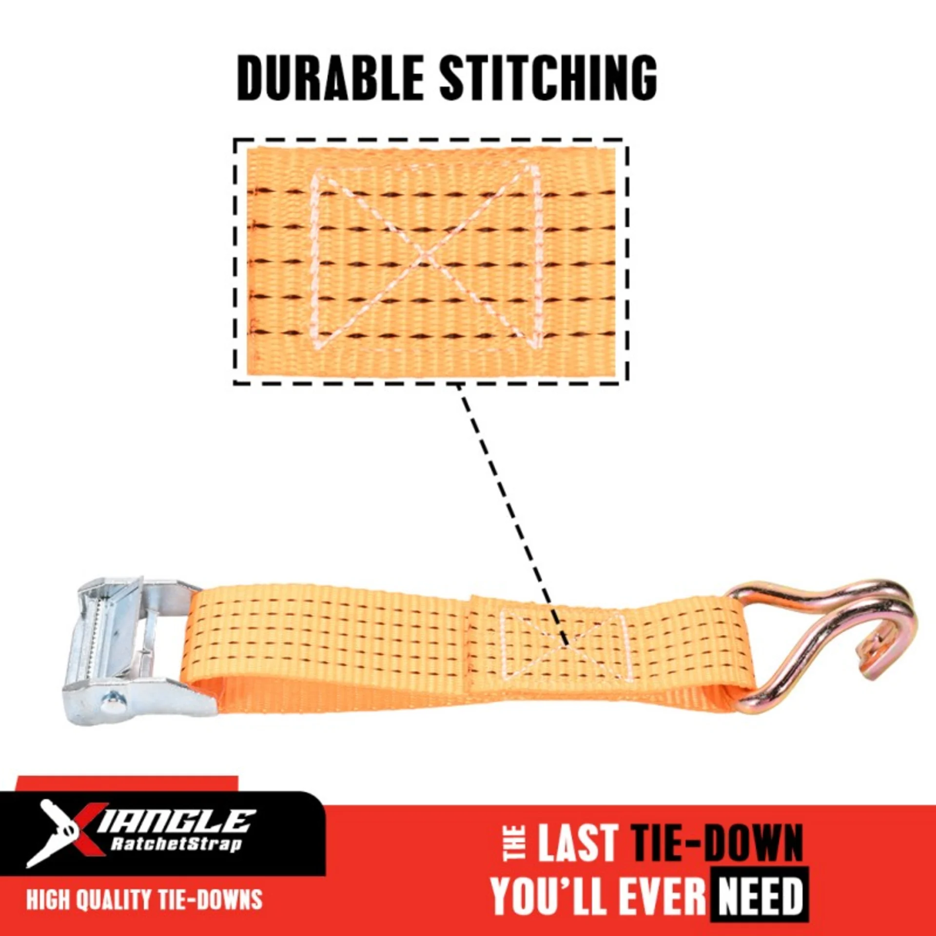 2" White Zinc Buckle Strap with Double J-Hook - 1322 lbs. BS