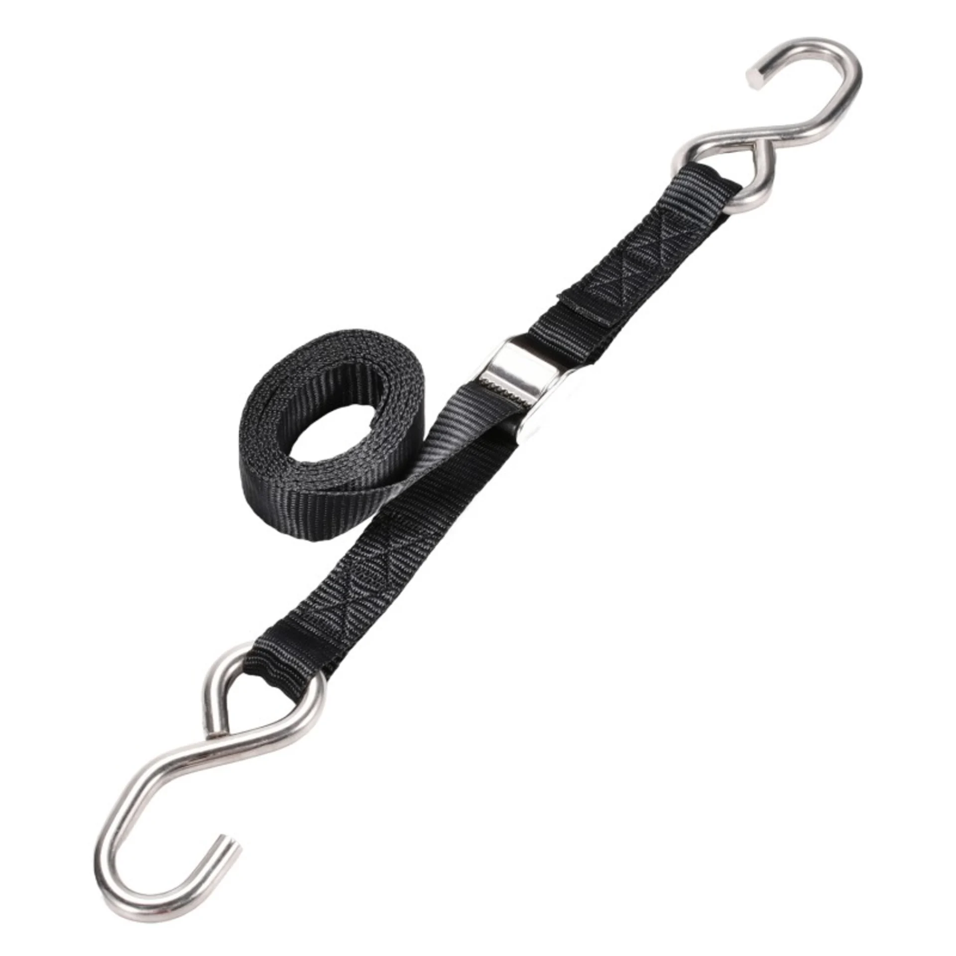 1" 304 Stainless Steel Cam Buckle Strap with S-Hook - 992 lbs. BS