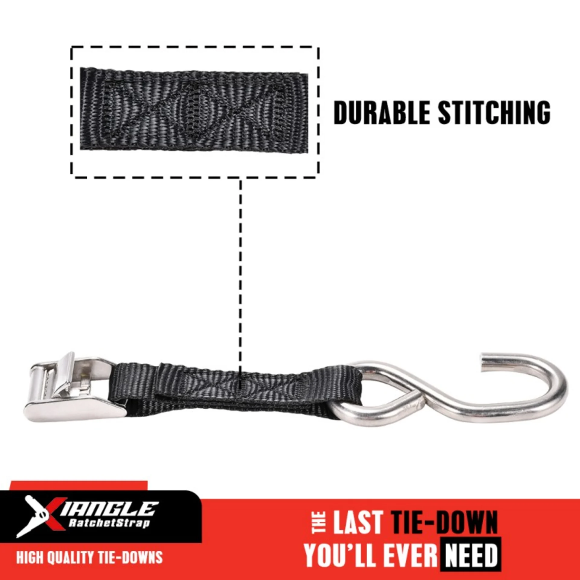 1" 304 Stainless Steel Cam Buckle Strap with S-Hook - 992 lbs. BS