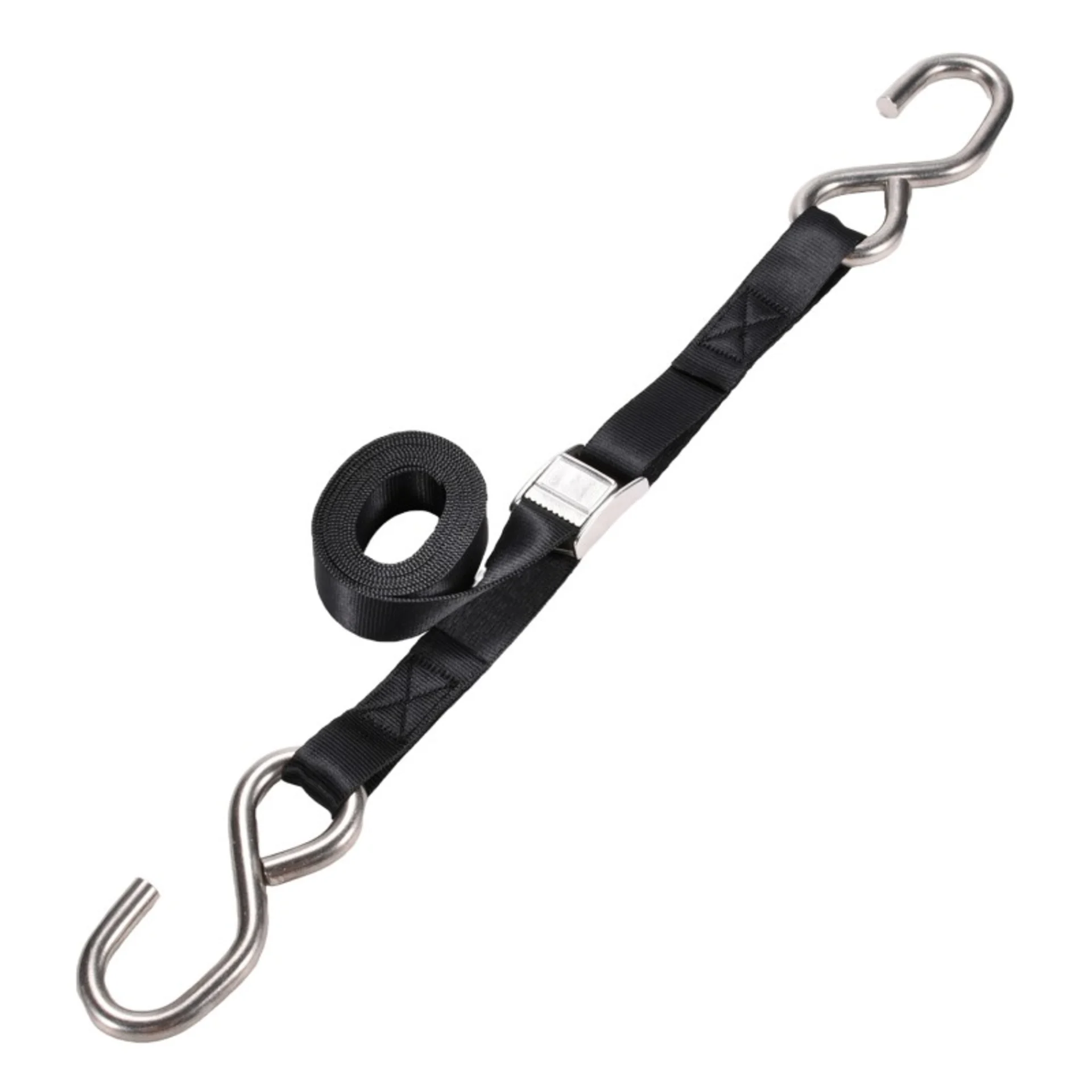 Cinta con Hebilla de Leva de 25mm en Acero Inoxidable 304 con Gancho S - 350kg