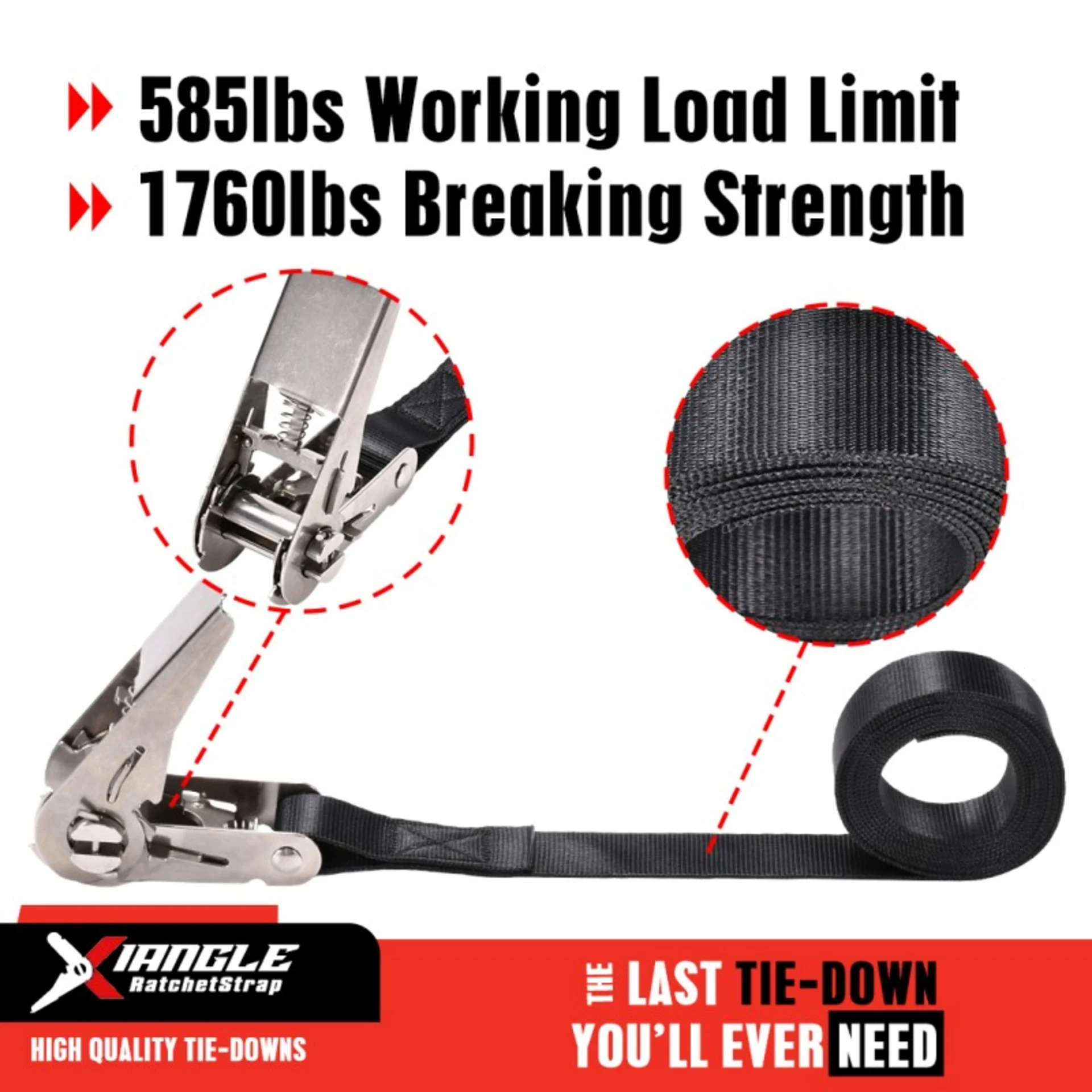 Cinta de Trinquete sin Fin de 25mm en Acero Inoxidable 304 - LC 800 daN