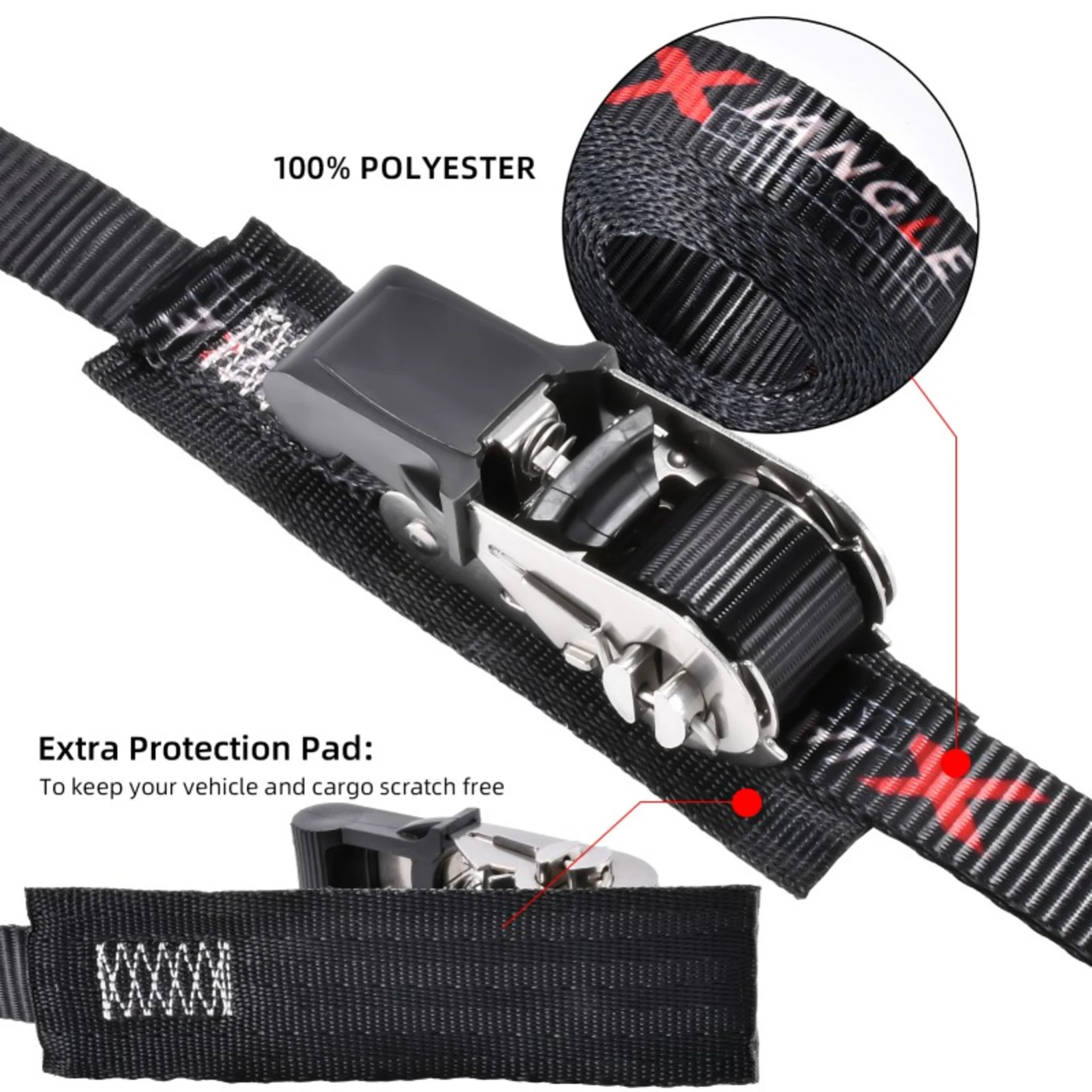 25mm Stainless Rubber Coated Ratchet Endless Strap with Pad - 800kg BS