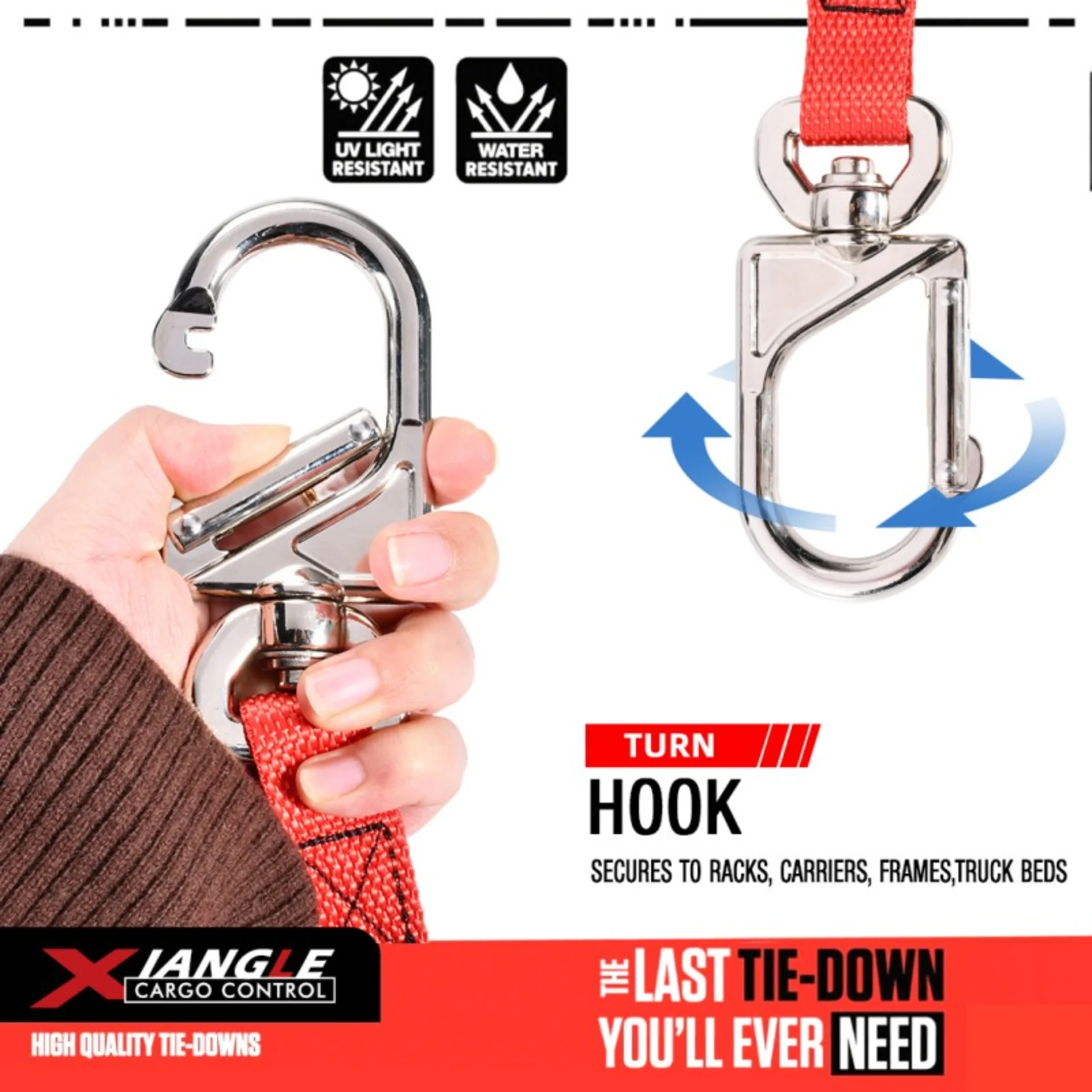 Abrazadera Retráctil para Motocicleta 25mm con Mosquetón Giratorio, 680kg. BS