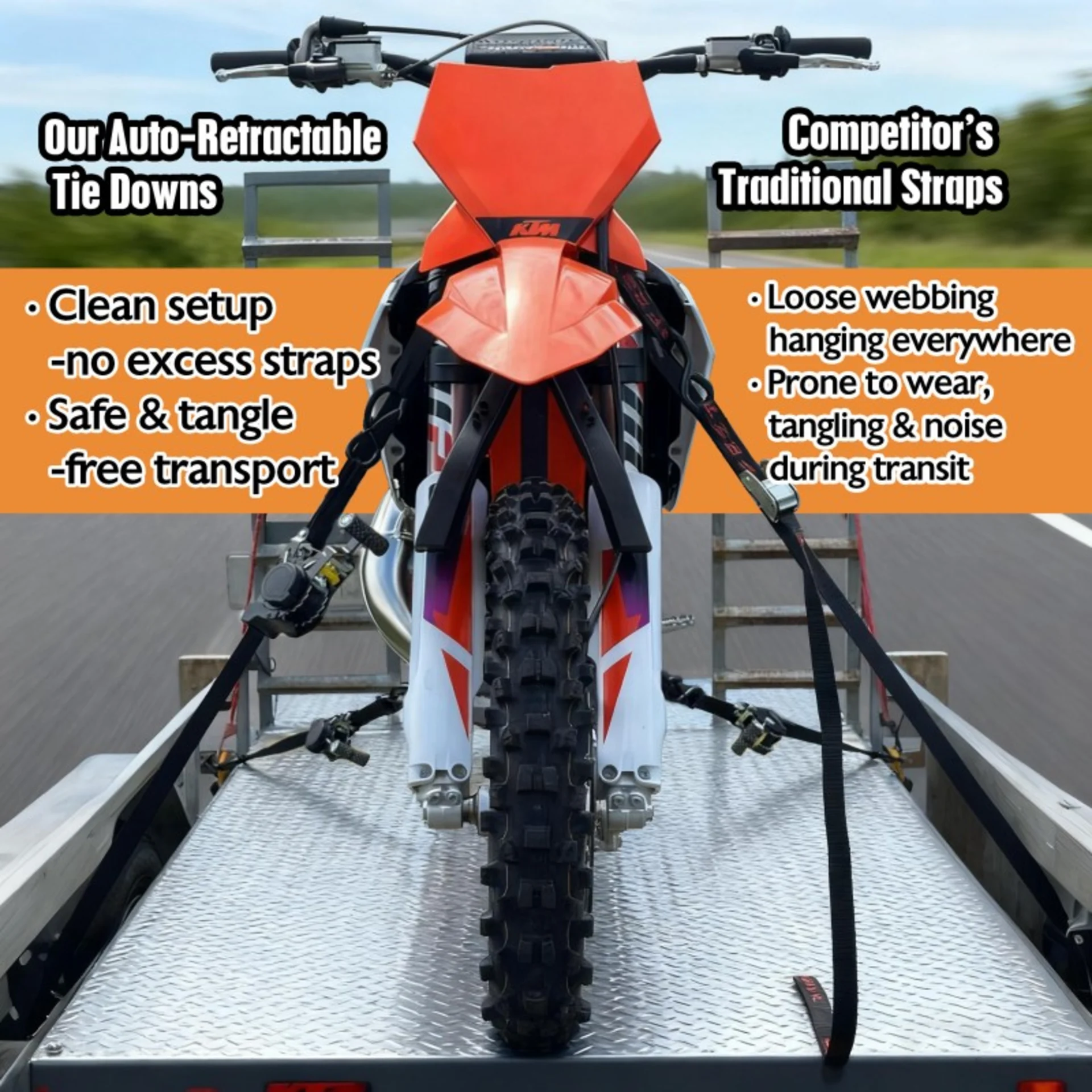 Abrazadera Retráctil para Motocicleta 25mm con Mosquetón Giratorio, 680kg. BS