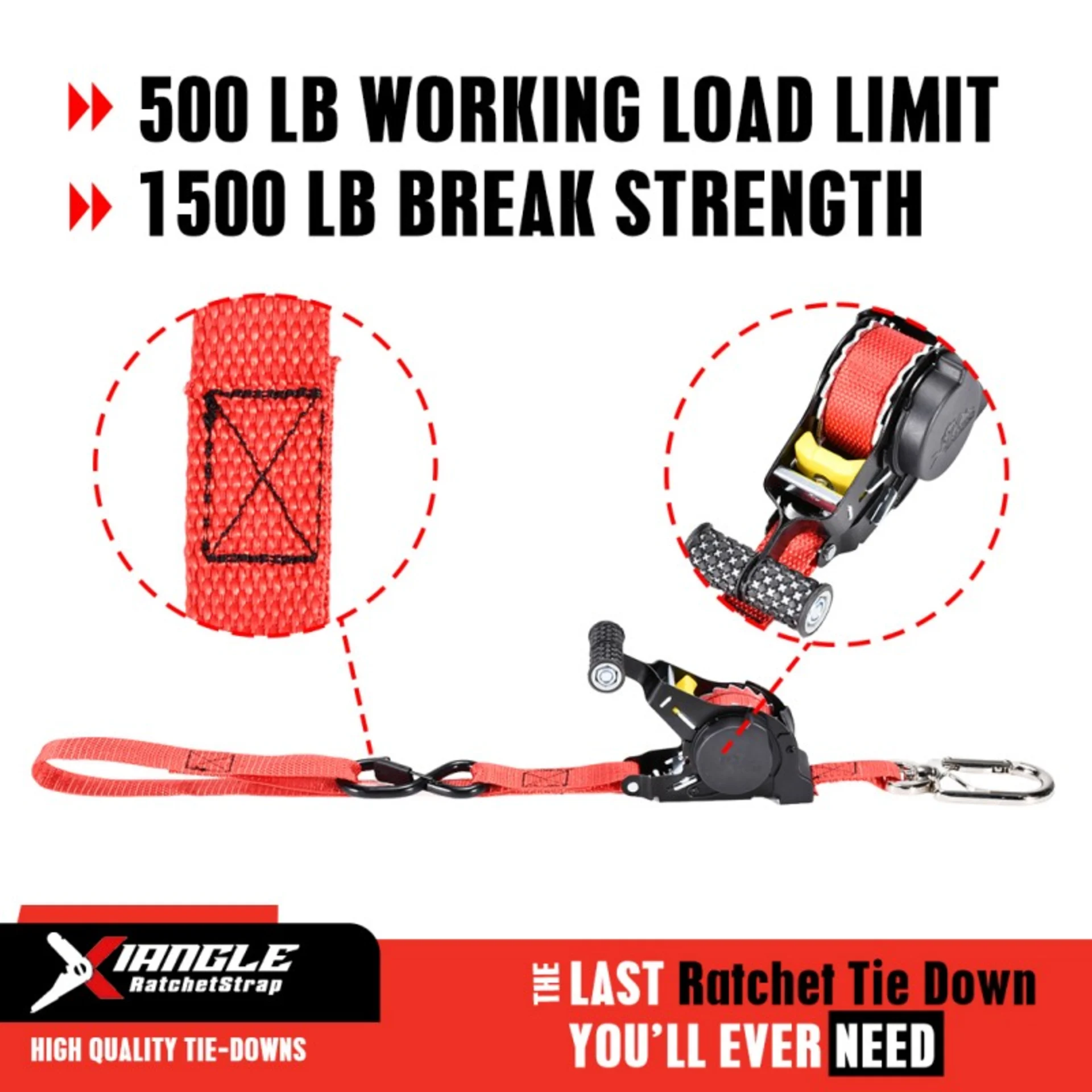 Abrazadera Retráctil para Motocicleta 25mm con Mosquetón Giratorio, 680kg. BS