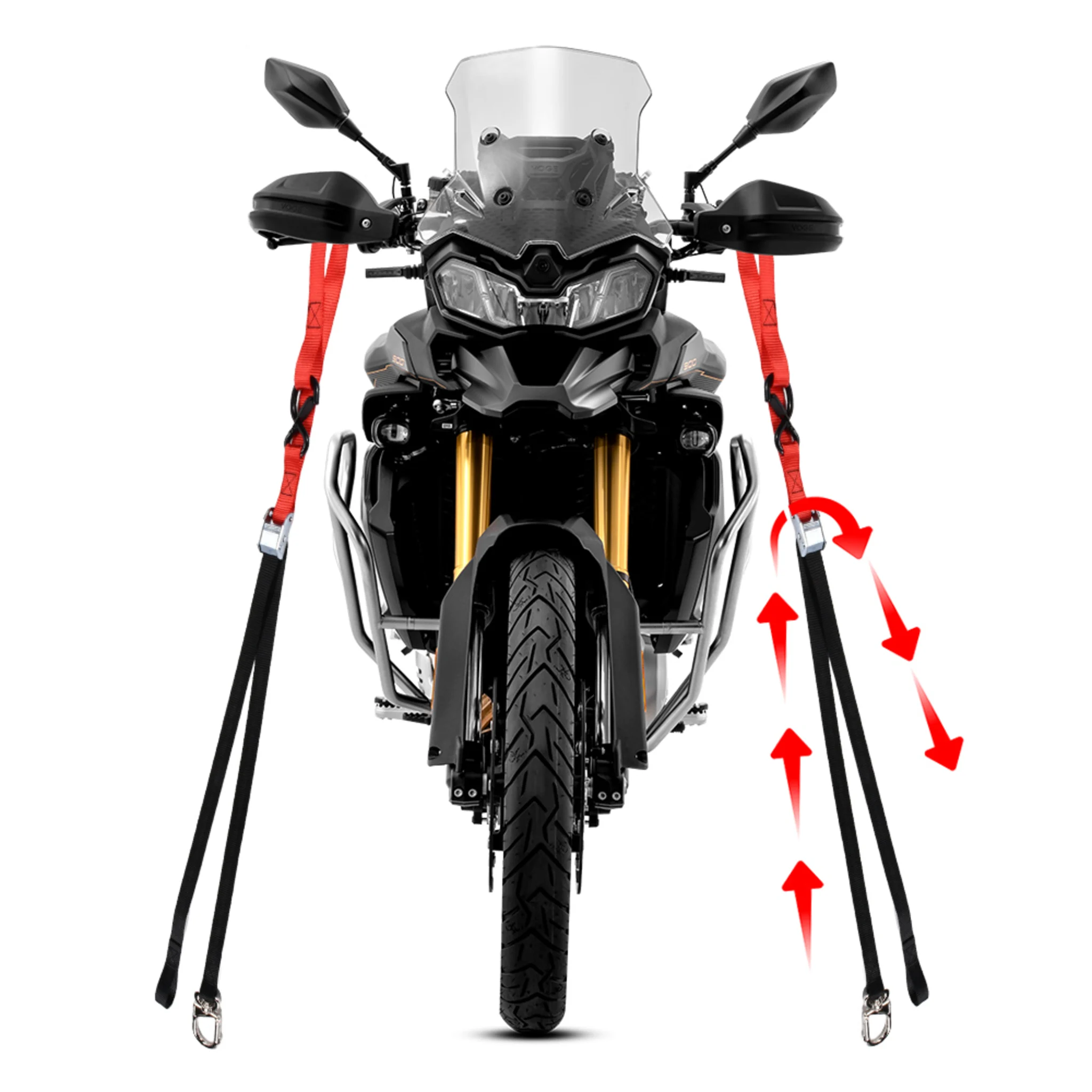 Cinta de Amarre Moto 25mm con Hebilla de Leva y Mosquetón Giratorio, 550kg BS