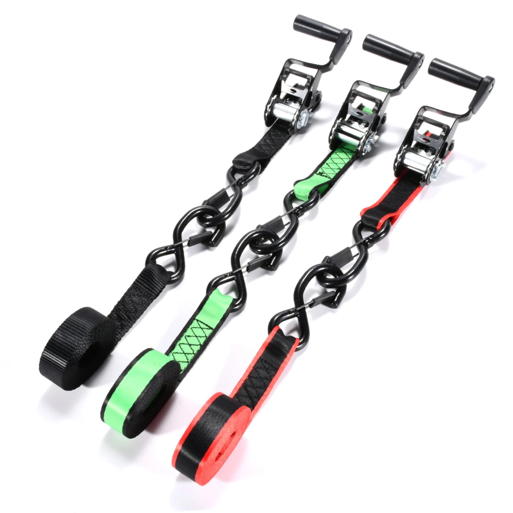 Correa de amarre con carraca 32mm con mango semiabierto y gancho S con resorte