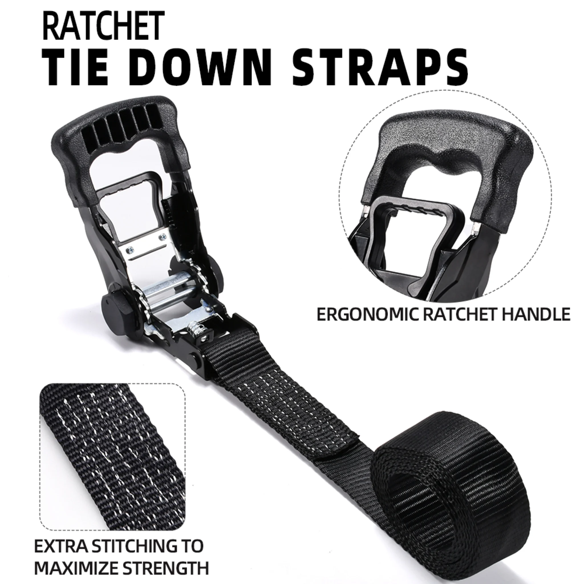 38mm Aluminum Rubber-Grip Ratchet Endless Strap - 2000 kg LC