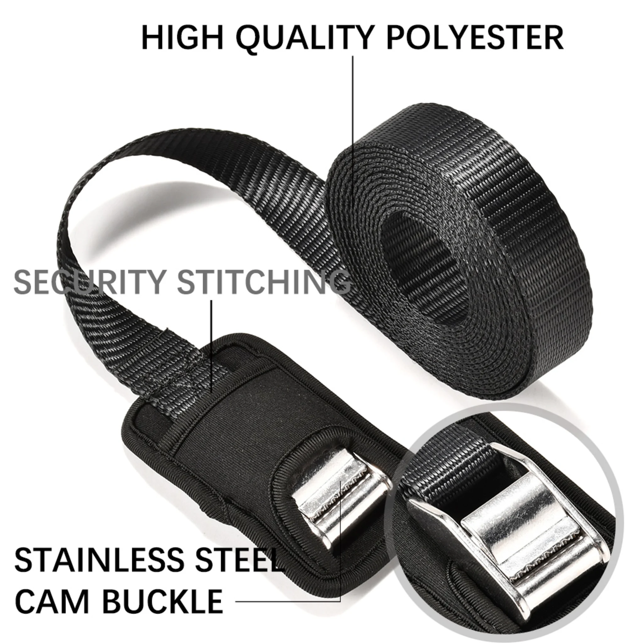25mm Stainless Steel Neoprene Protective Cam Strap - 350kg LC