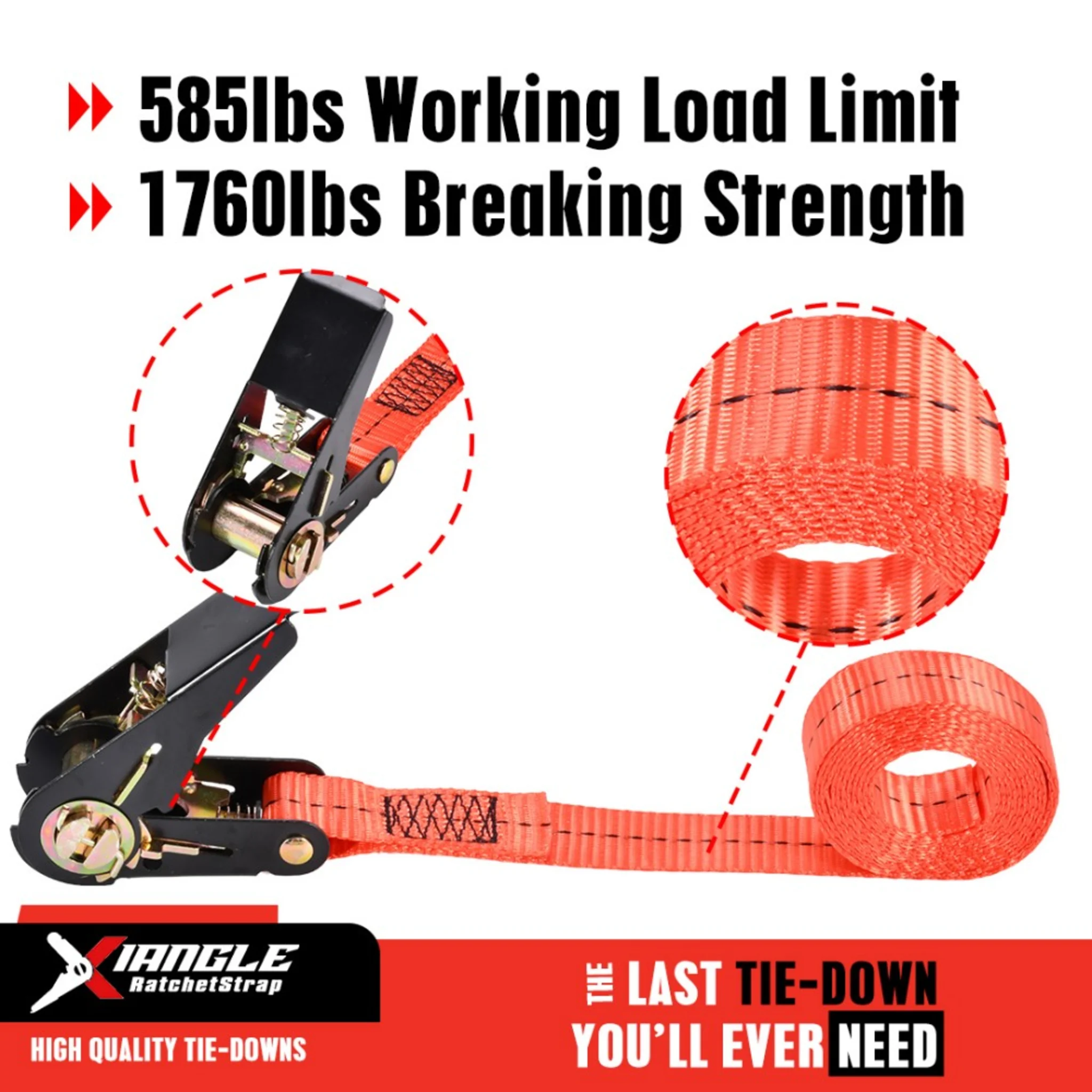 25mm Black E-Coat Ratchet Strap Endless - 800kg LC