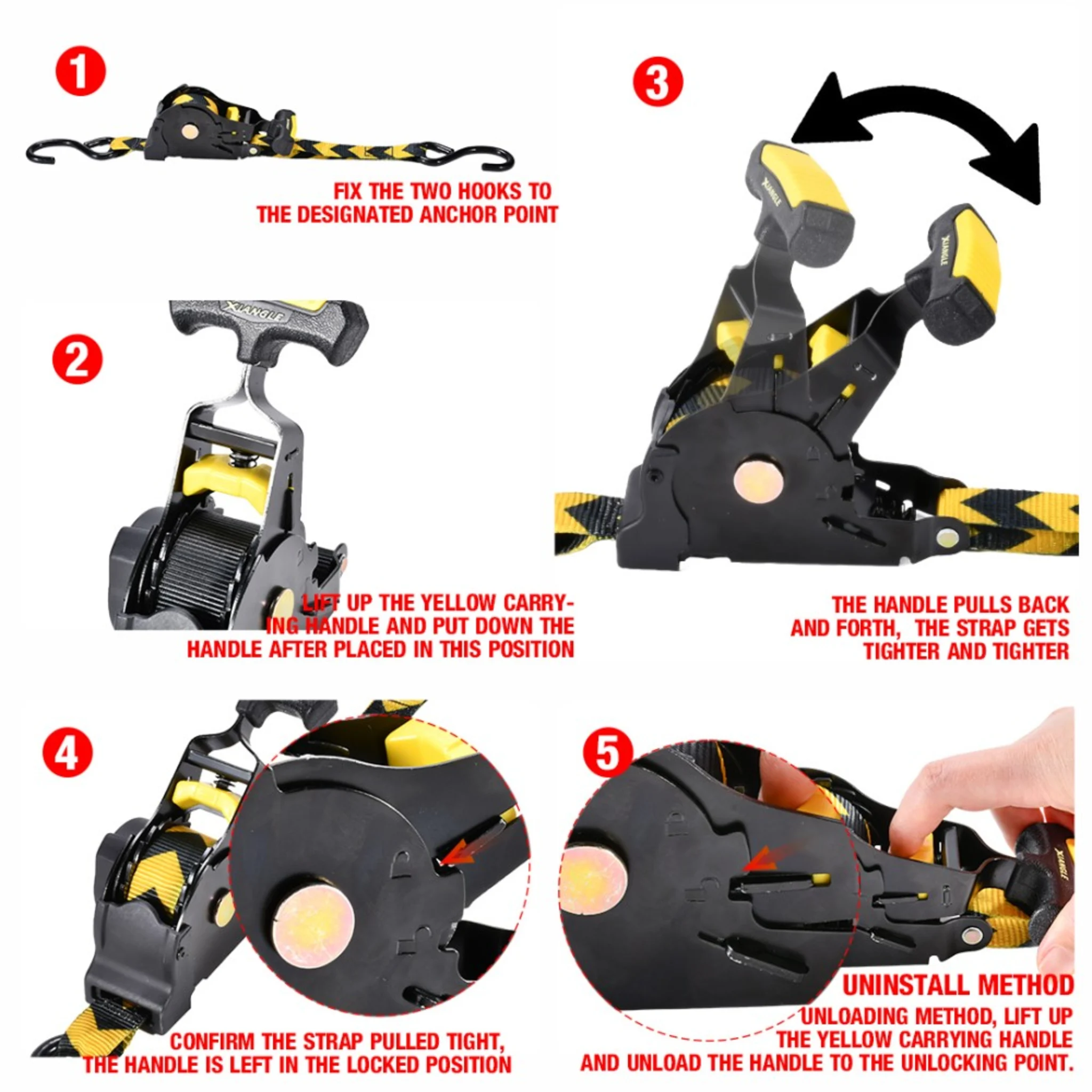 25mm Automatik-Ratschenspanngurt mit T-Griff LC 340 daN