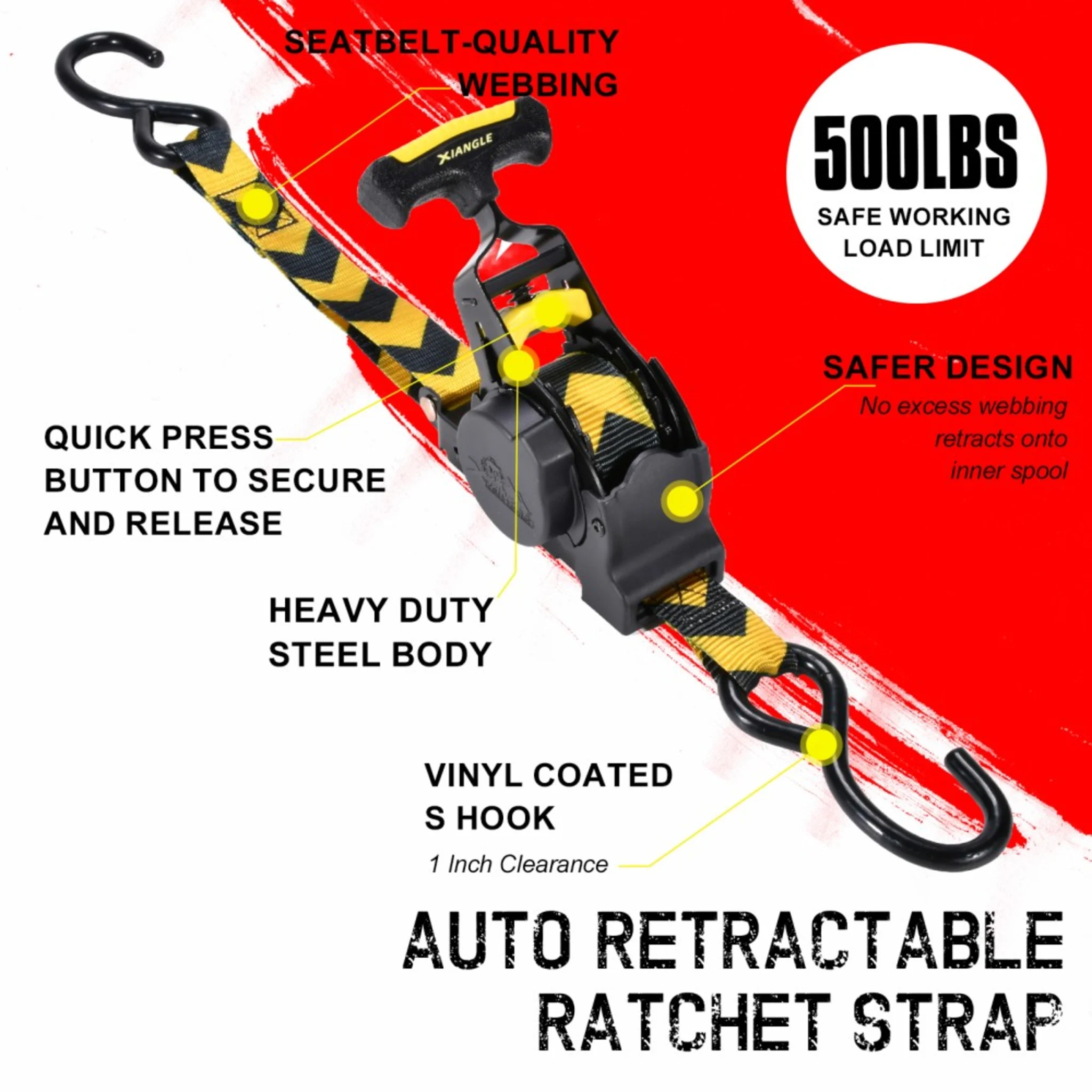 25mm Automatik-Ratschenspanngurt mit T-Griff LC 340 daN