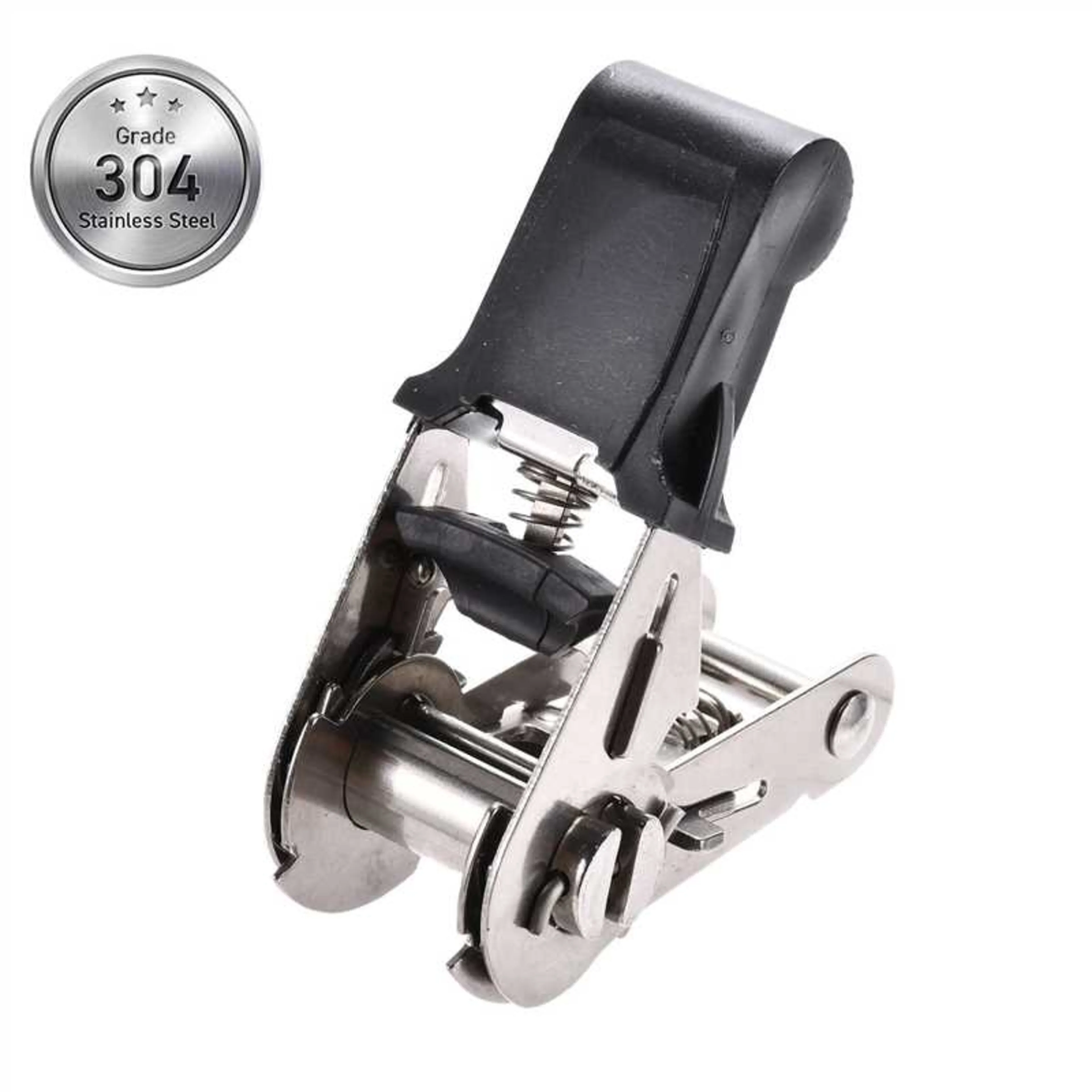 1" Rubber Coated Handle 304 Stainless Steel Ratchet Buckle - 1760 lbs BS