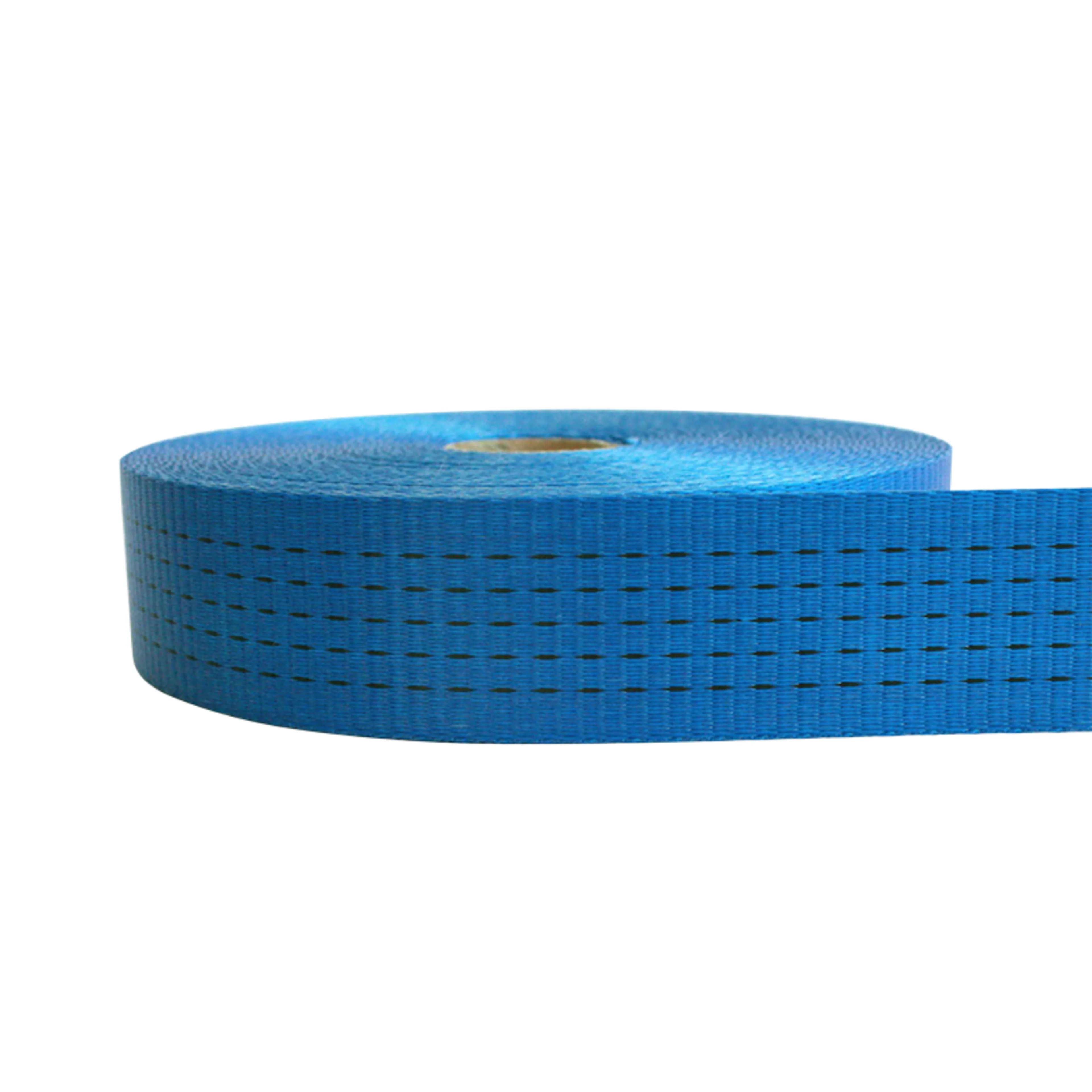 50mm UV-beständiges Polyester Gurtband Blau 5 Streifen - 5000 kg Bruchlast
