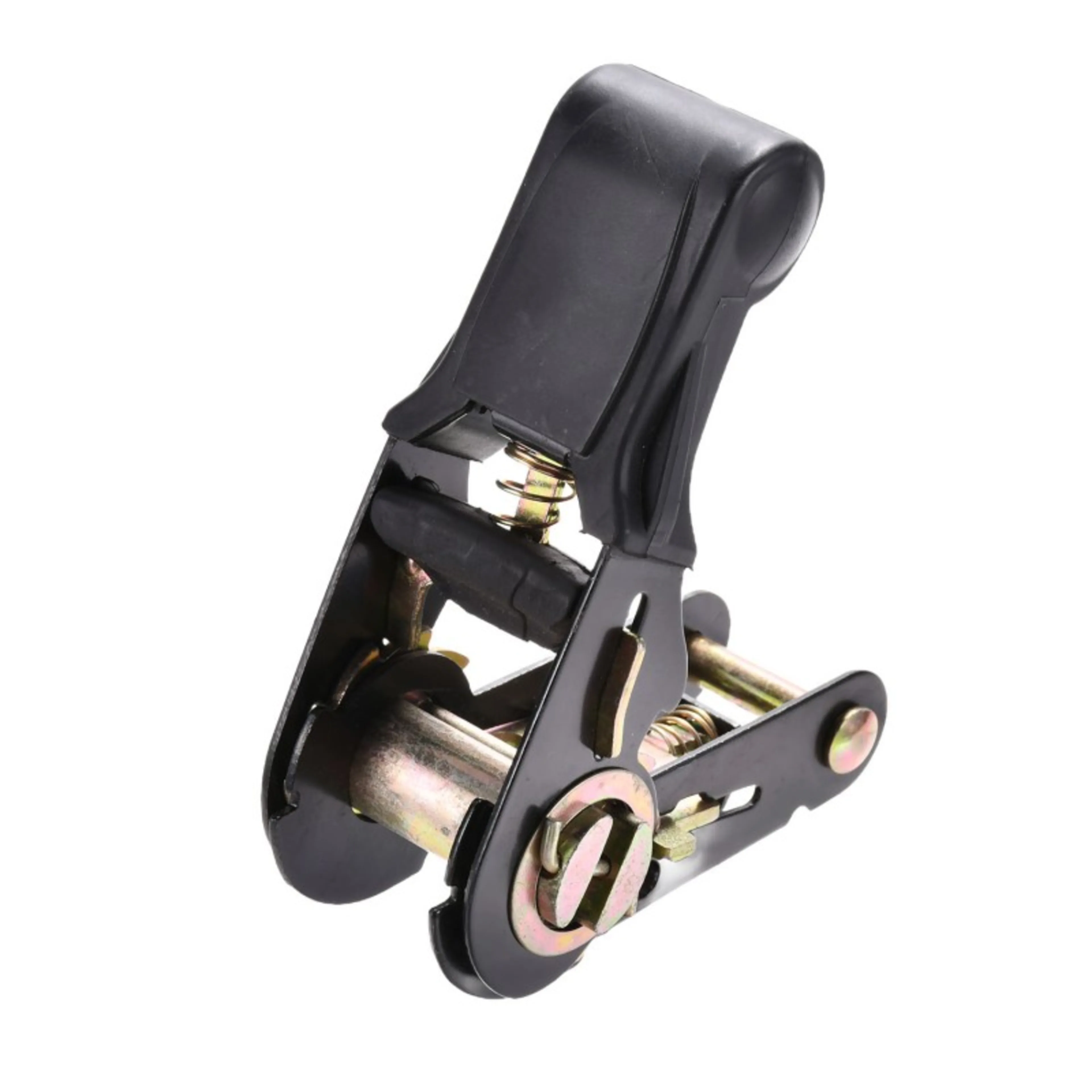 1" Rubber Coated Handle Black Plated Ratchet Buckle - 1760 lbs. BS