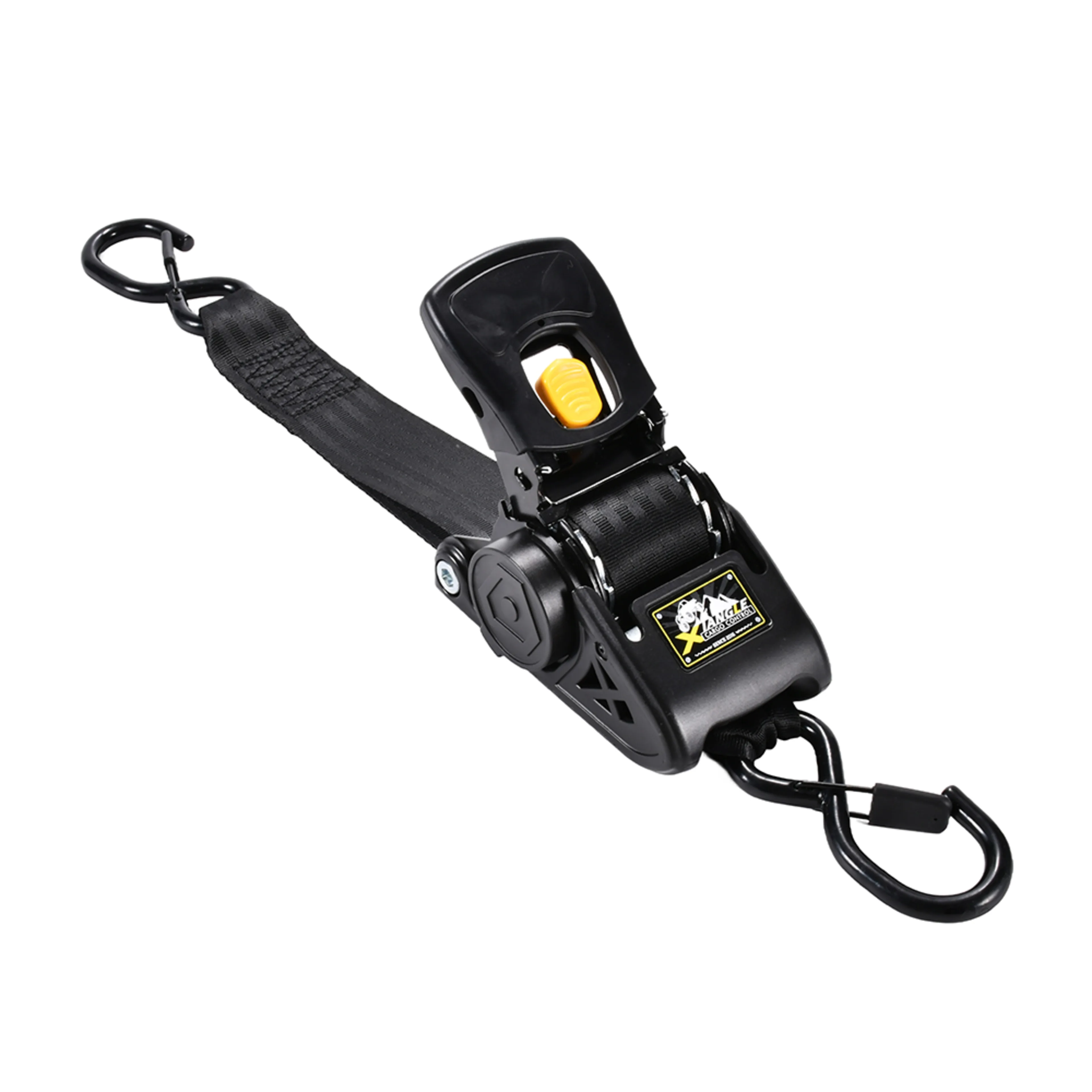 50mm x 3m Self-Winding Retractable Ratchet Strap with Spring-Loaded S-Hooks - 750kg LC