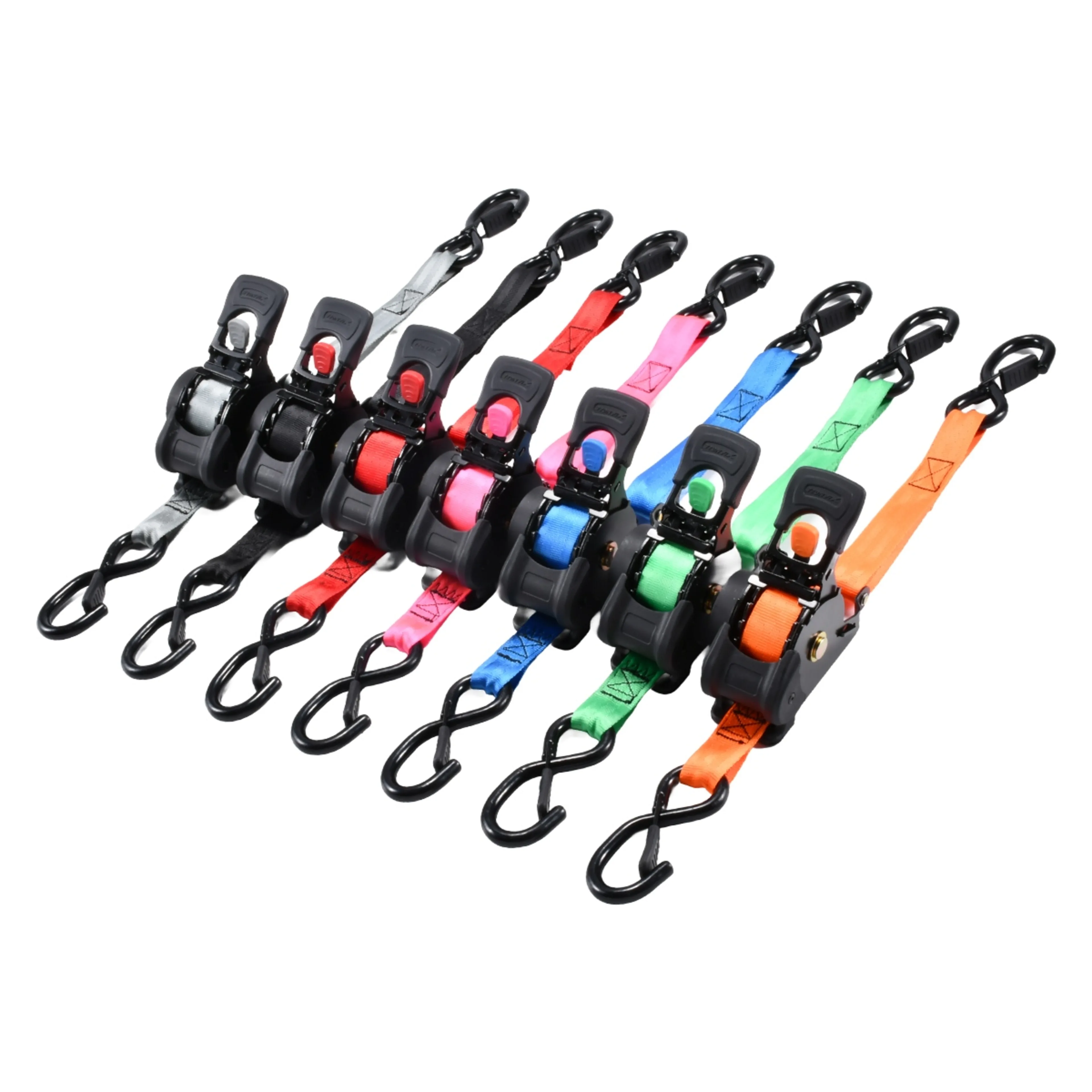 25mm Retractable Ratchet Strap with Safety Hooks - 400kg LC