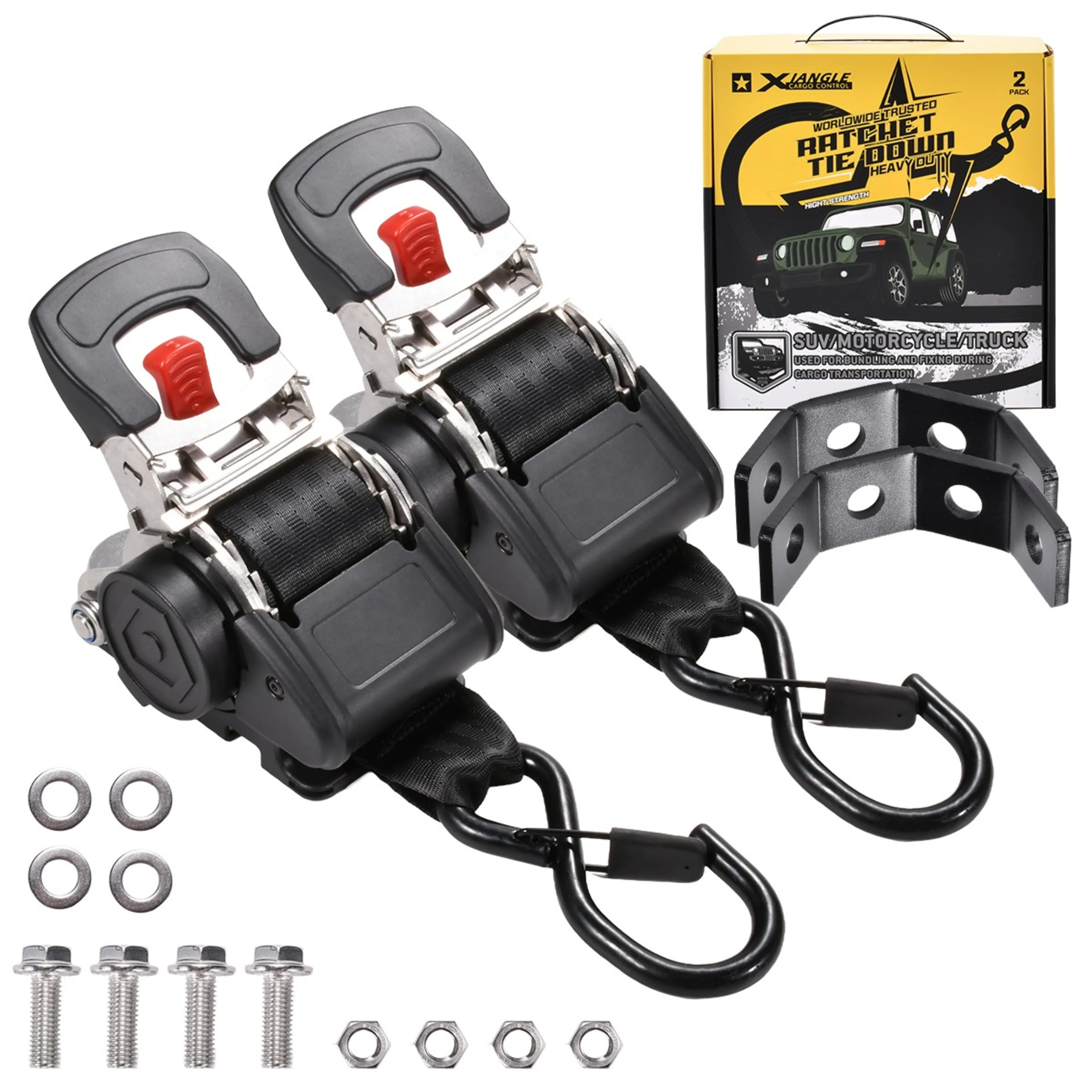 2 in. X 43 in. Stainless Steel Retractable Marine Transom Tie-Down Straps